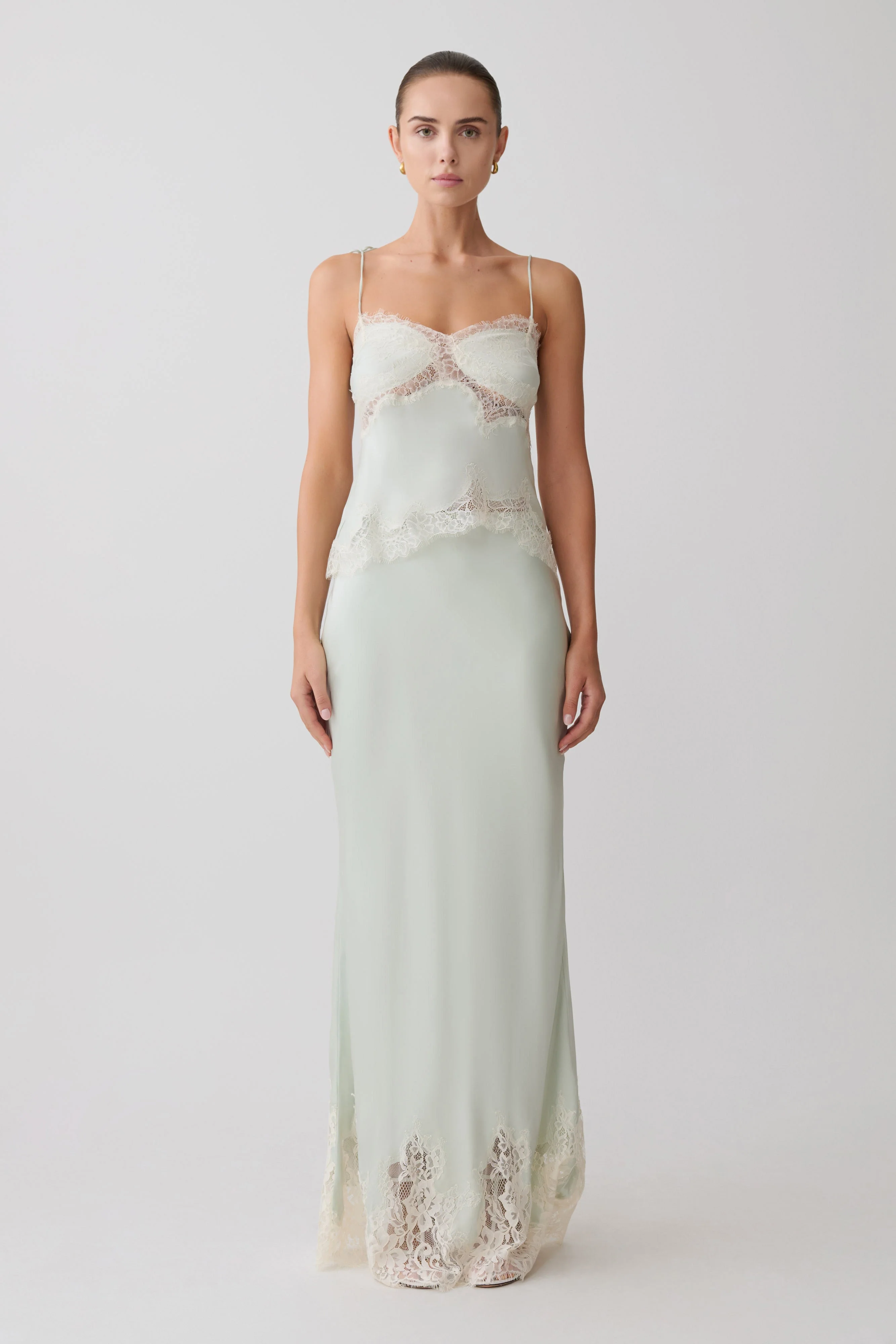 Nina Satin And Lace Camisole - Sage - Image 4