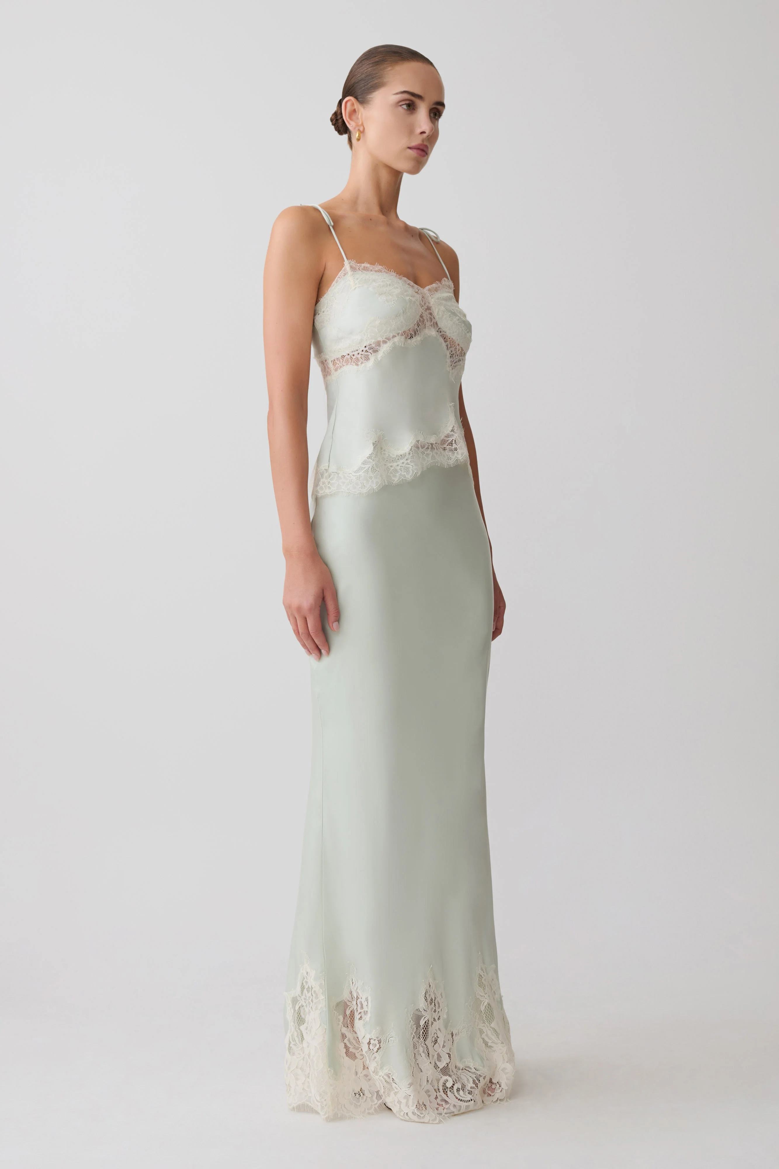 Nina Satin And Lace Camisole - Sage - Image 5