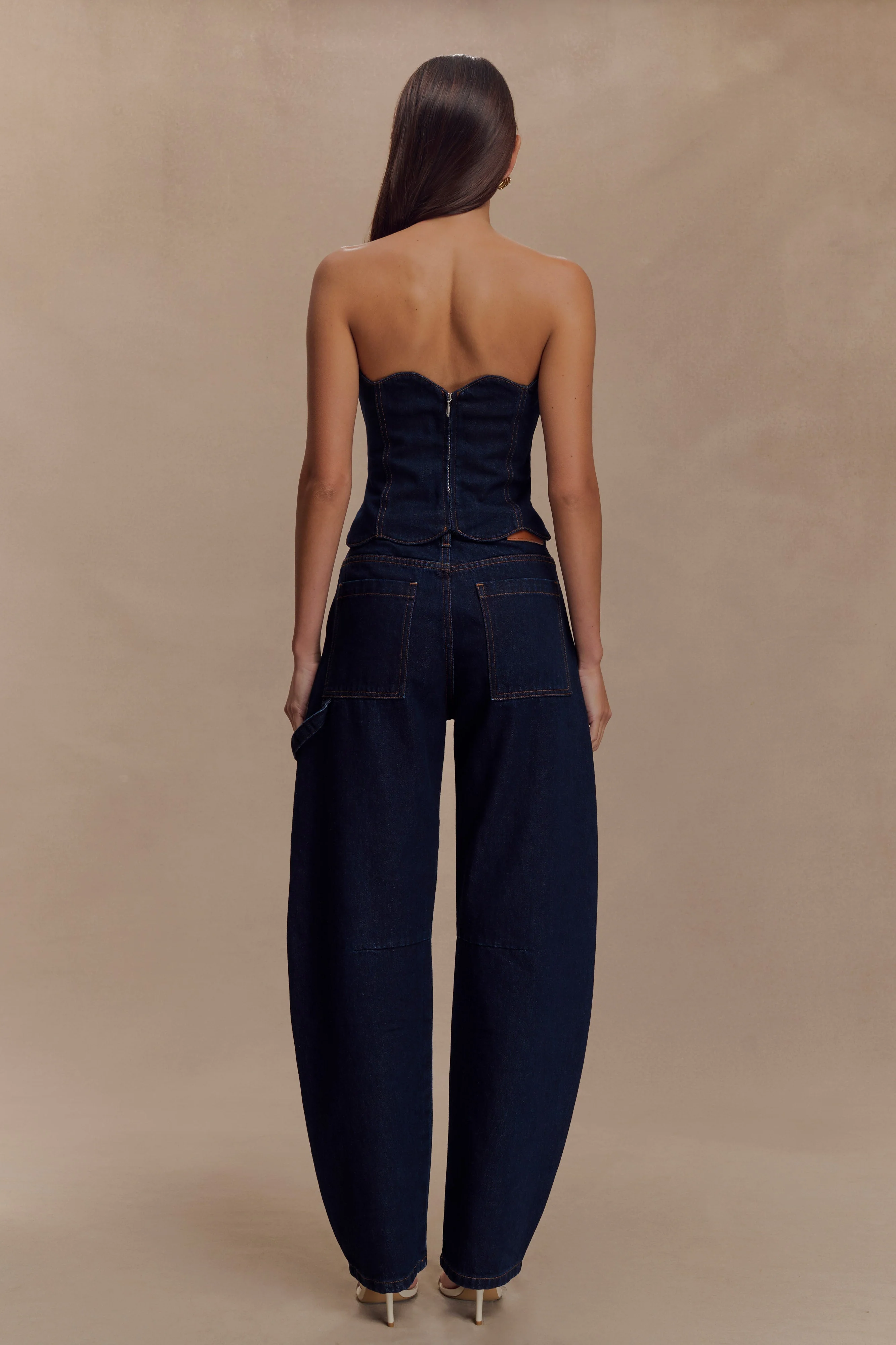 Oakley Strapless Scallop Denim Top - Indigo Blue - Image 2