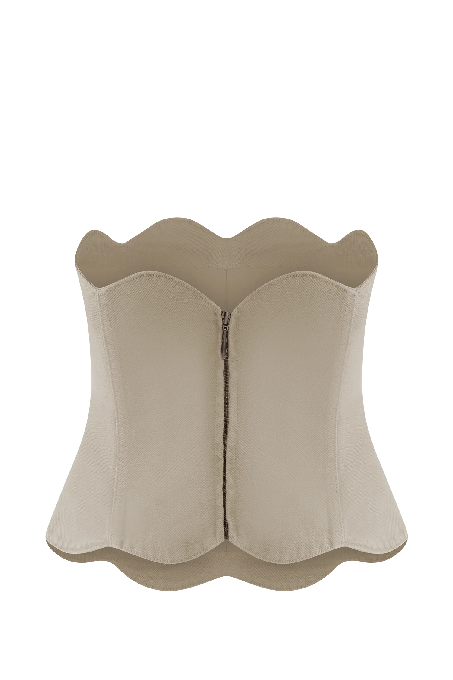Oakley Strapless Scallop Denim Top - Stone Wash - Image 8