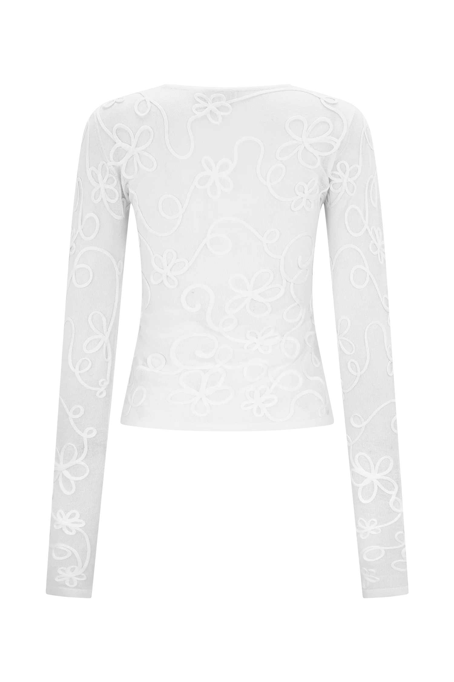 Omari Embroidery Long Sleeve Knit Top - Ivory - Image 6