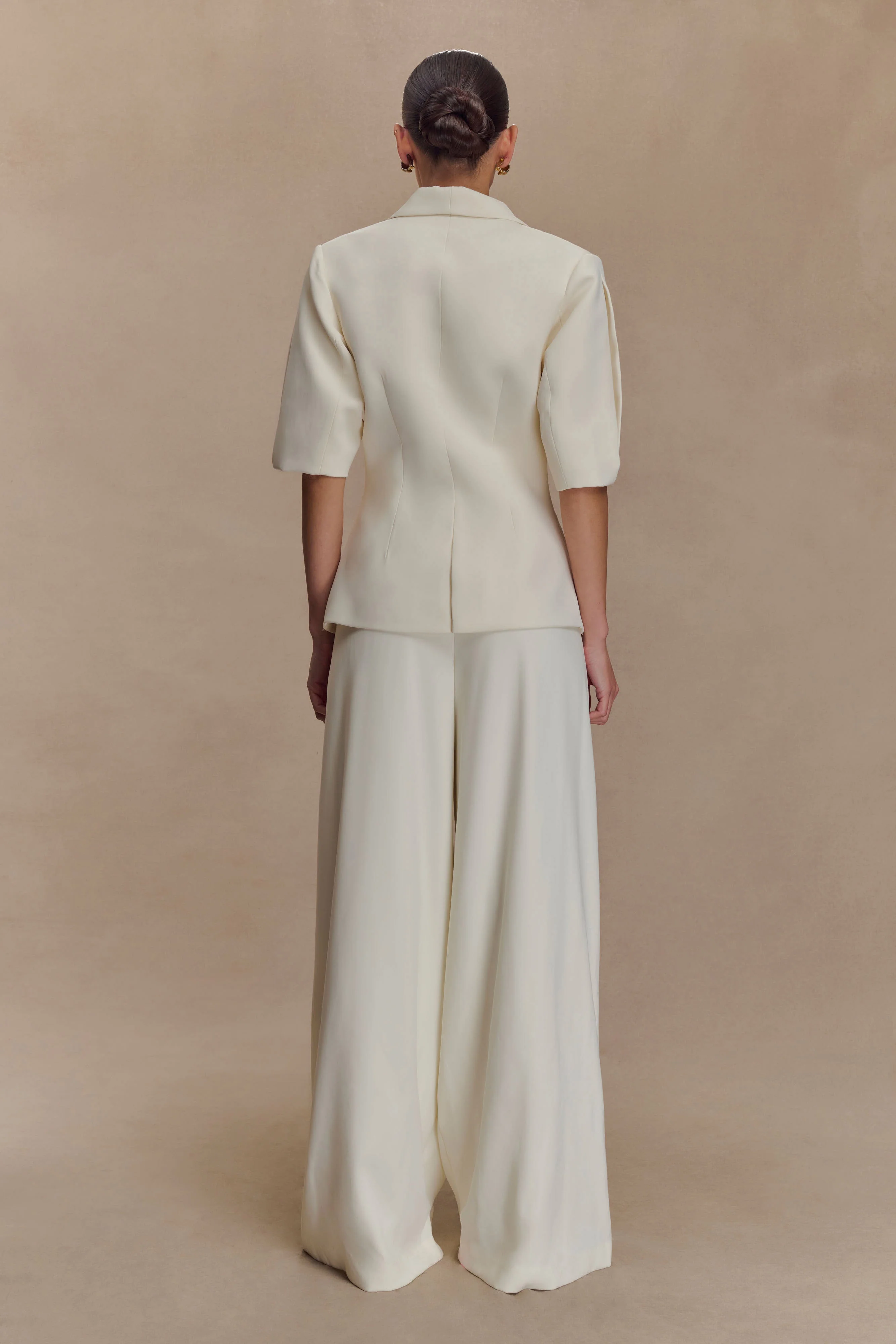 Opal Puff Sleeve Suiting Top - Ivory - Image 2