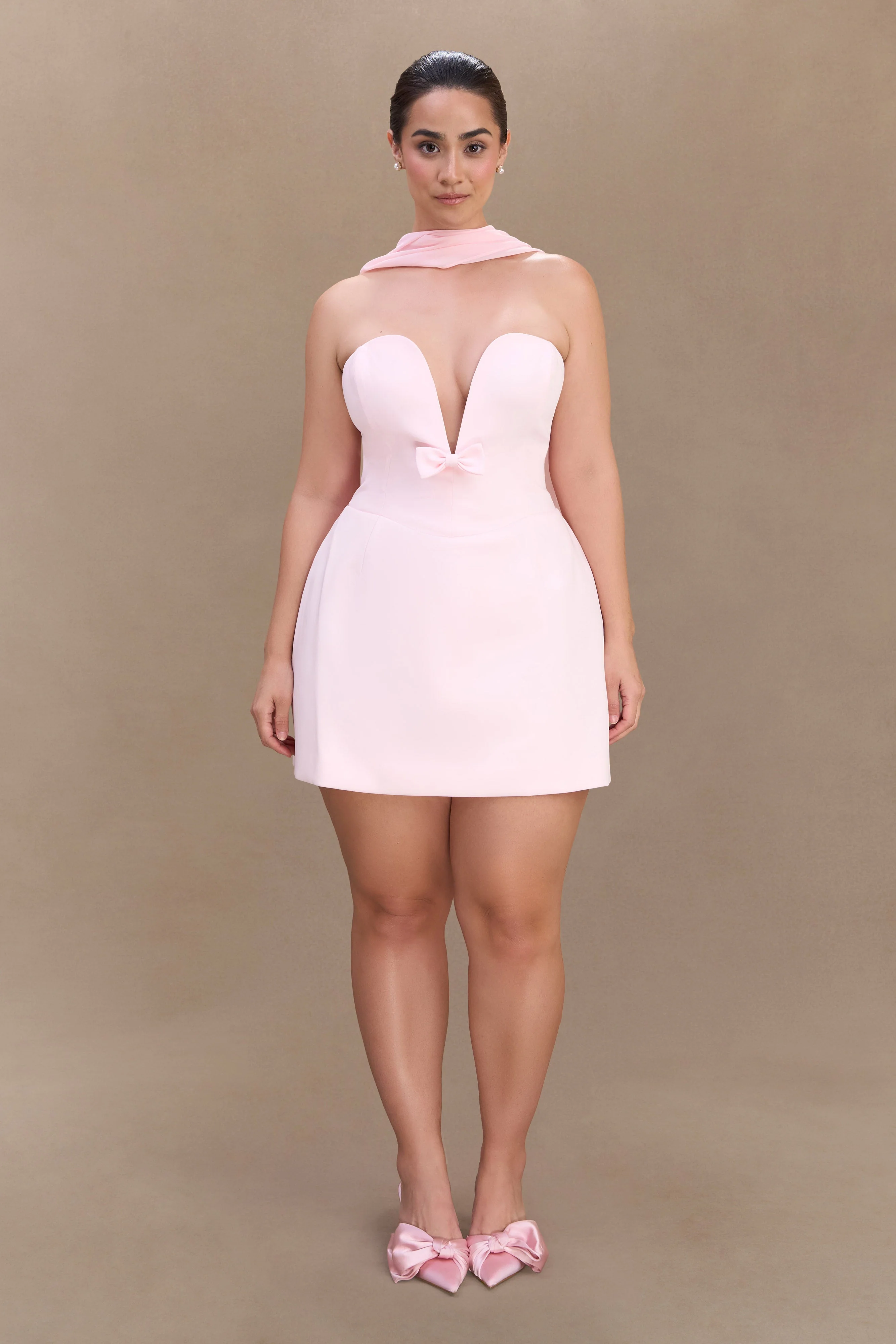 Orellia Strapless Suiting Mini Dress - Soft Pink - Image 5