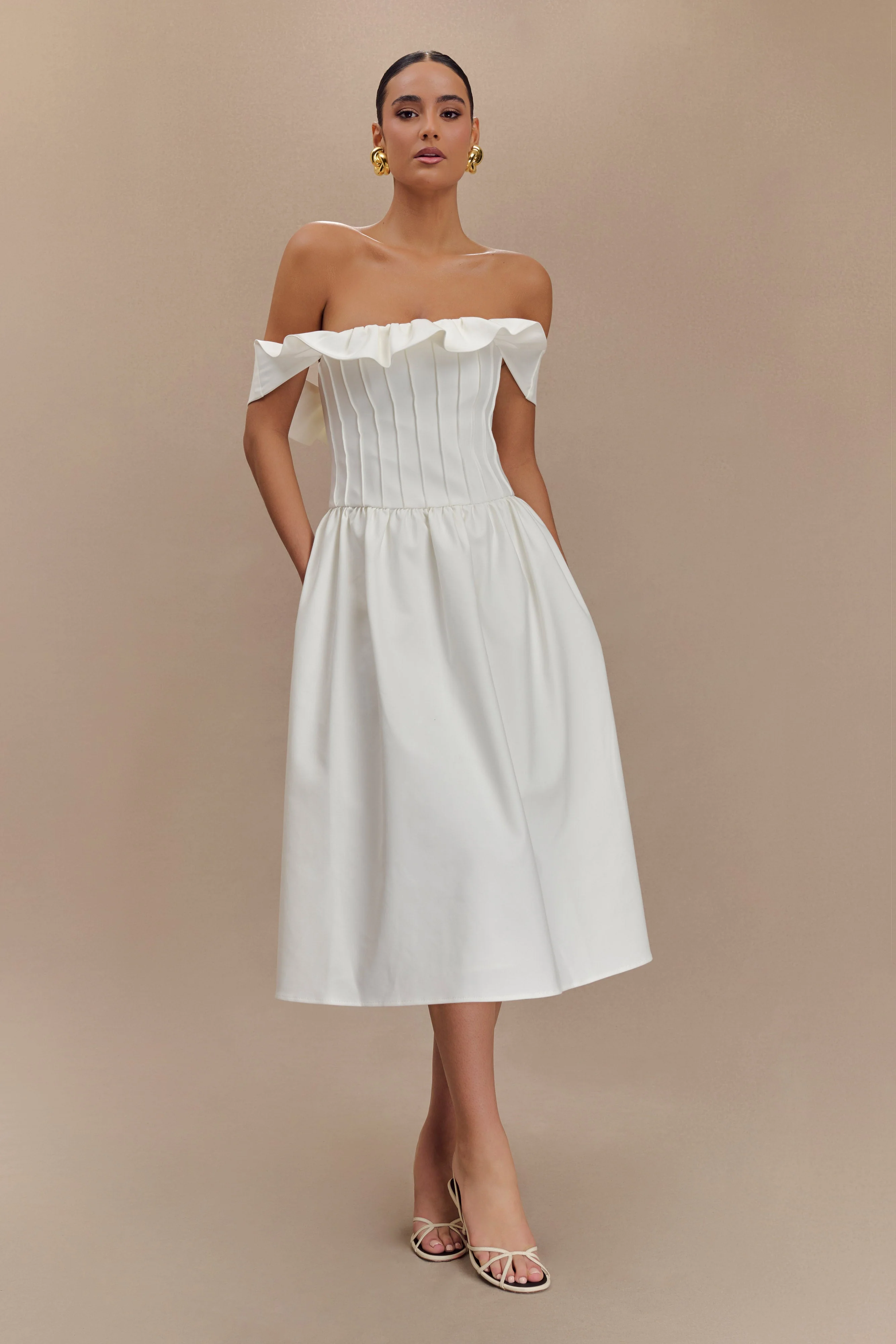 Orla Strapless Cotton Midi Dress - White - Image 2