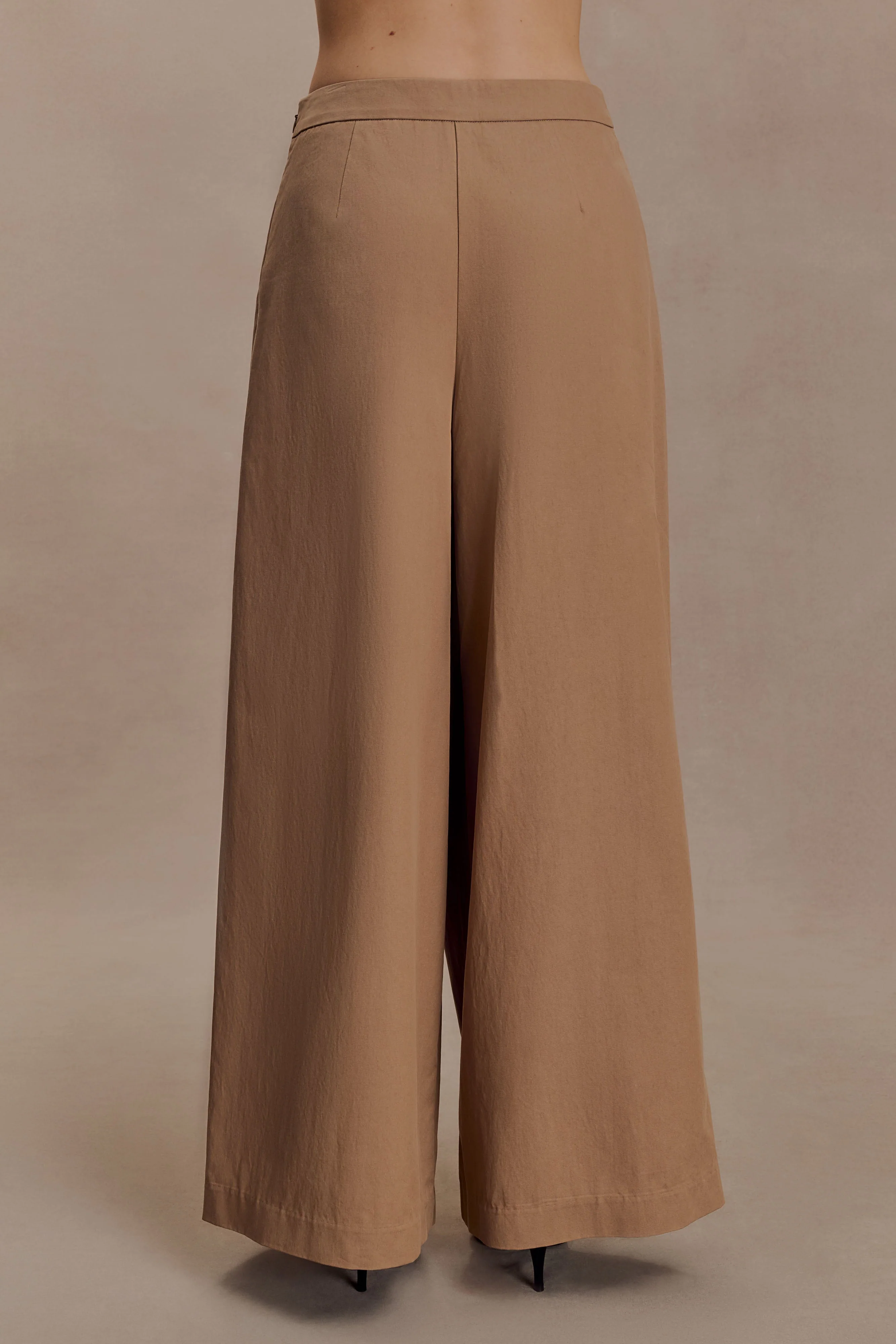 Owen Draped Wide Leg Pants - Mocha - Image 6