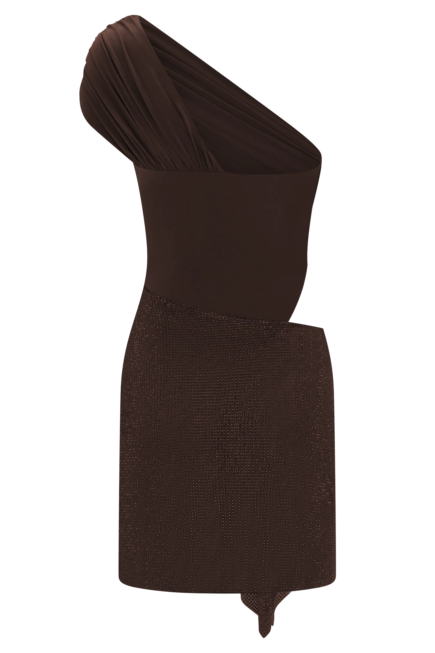 Paisley Slinky And Diamante Mini Dress - Chocolate - Image 10