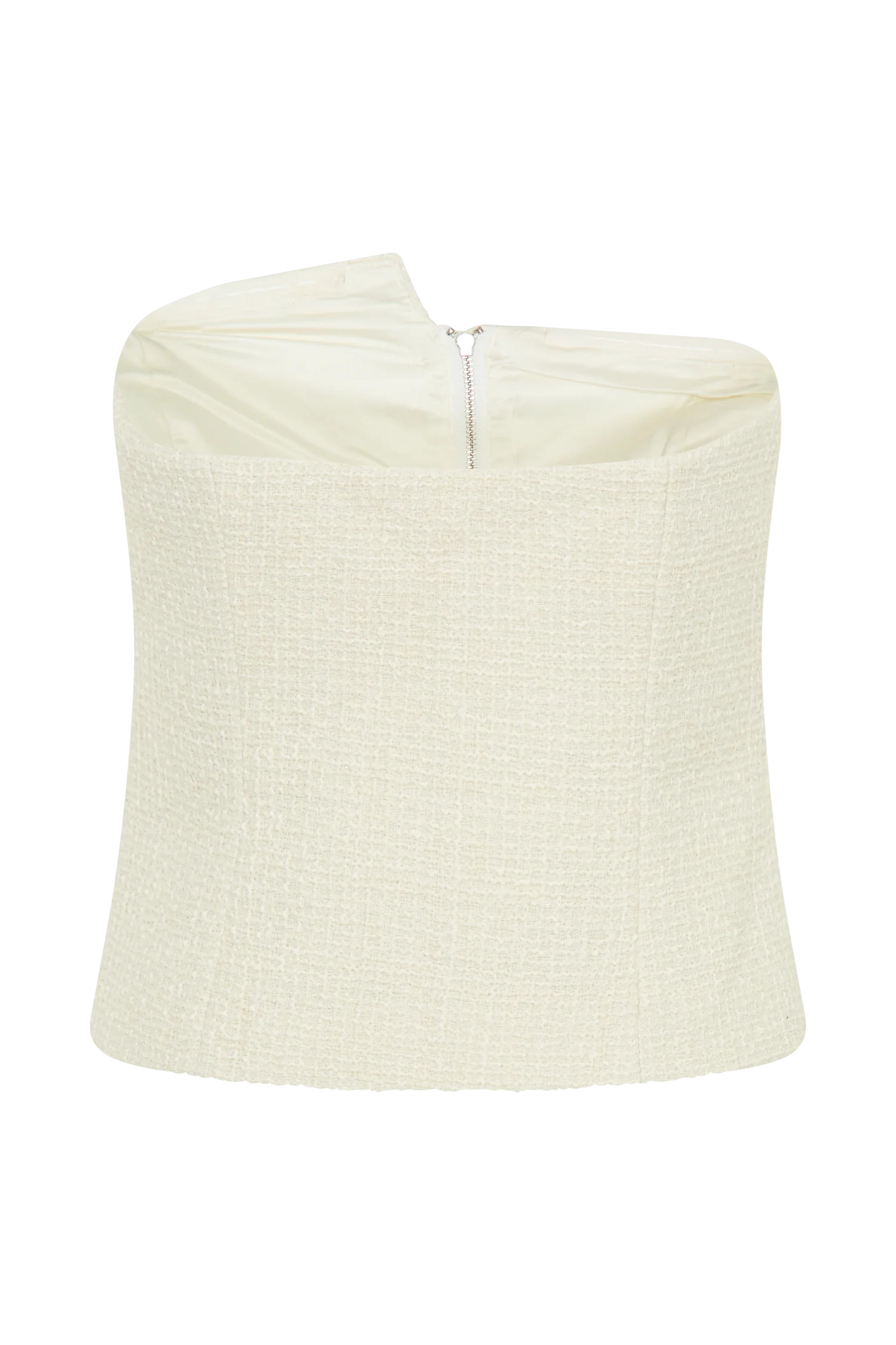 Parker Boucle Strapless Asymmetric Top - Ivory - Image 9
