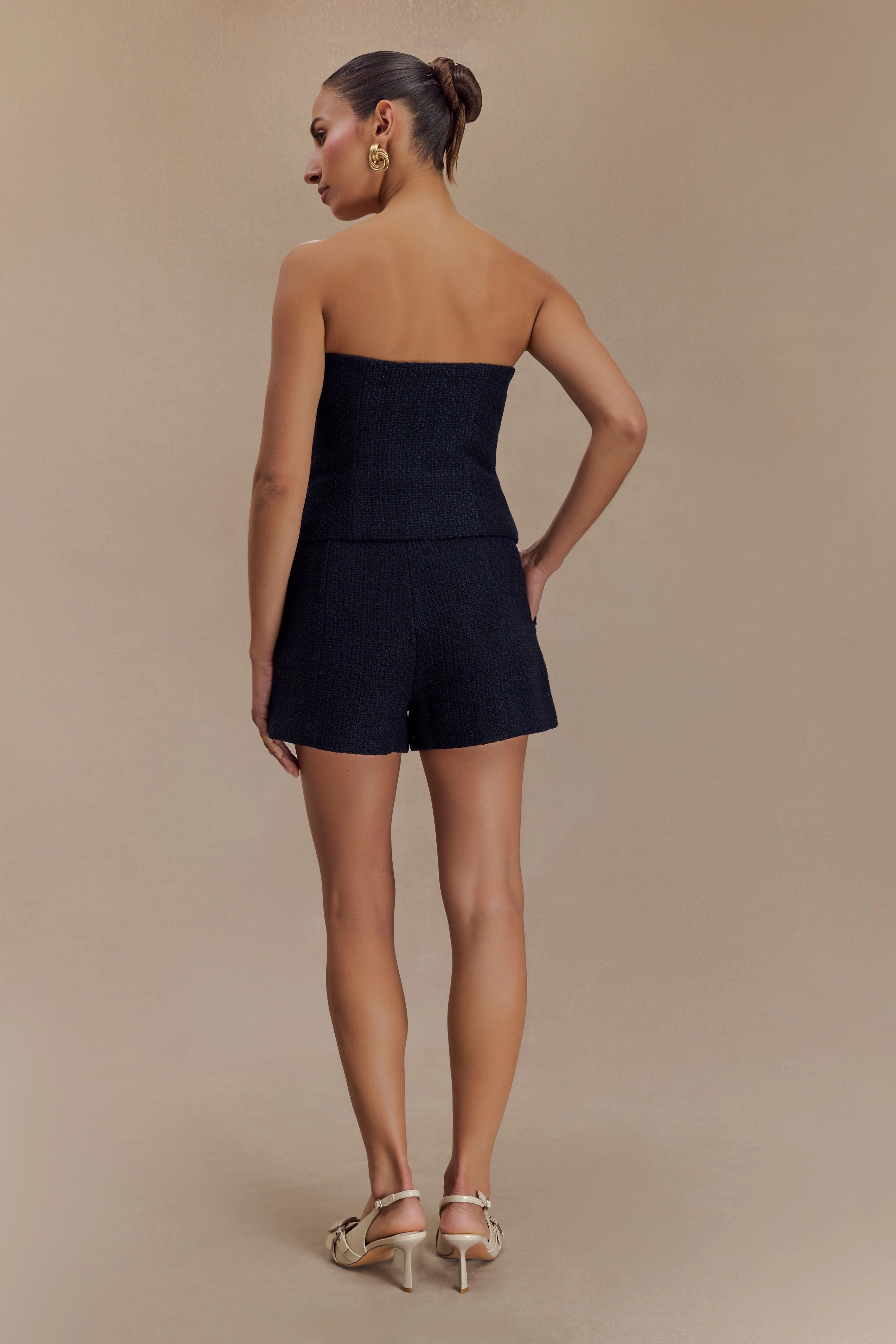 Parker Boucle Strapless Asymmetric Top - Midnight Blue - Image 2