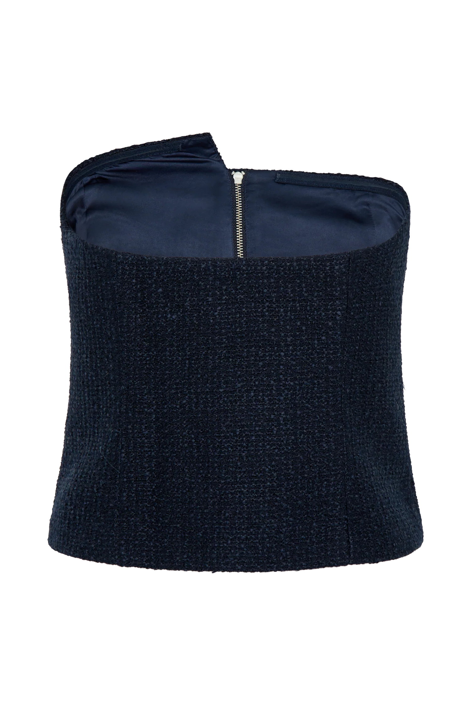 Parker Boucle Strapless Asymmetric Top - Midnight Blue - Image 8