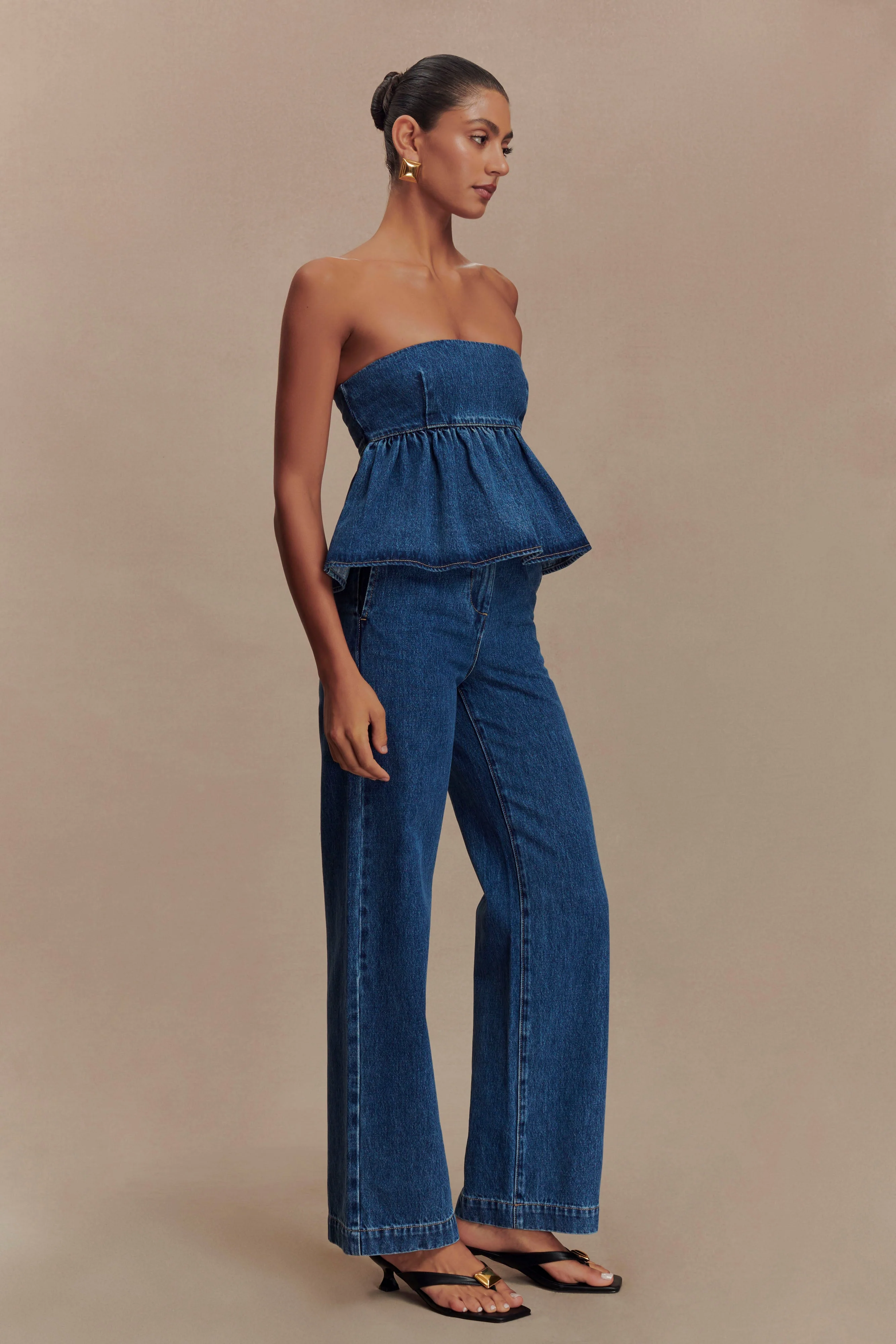 Pauline Strapless Denim Top - 90'S Blue - Image 4