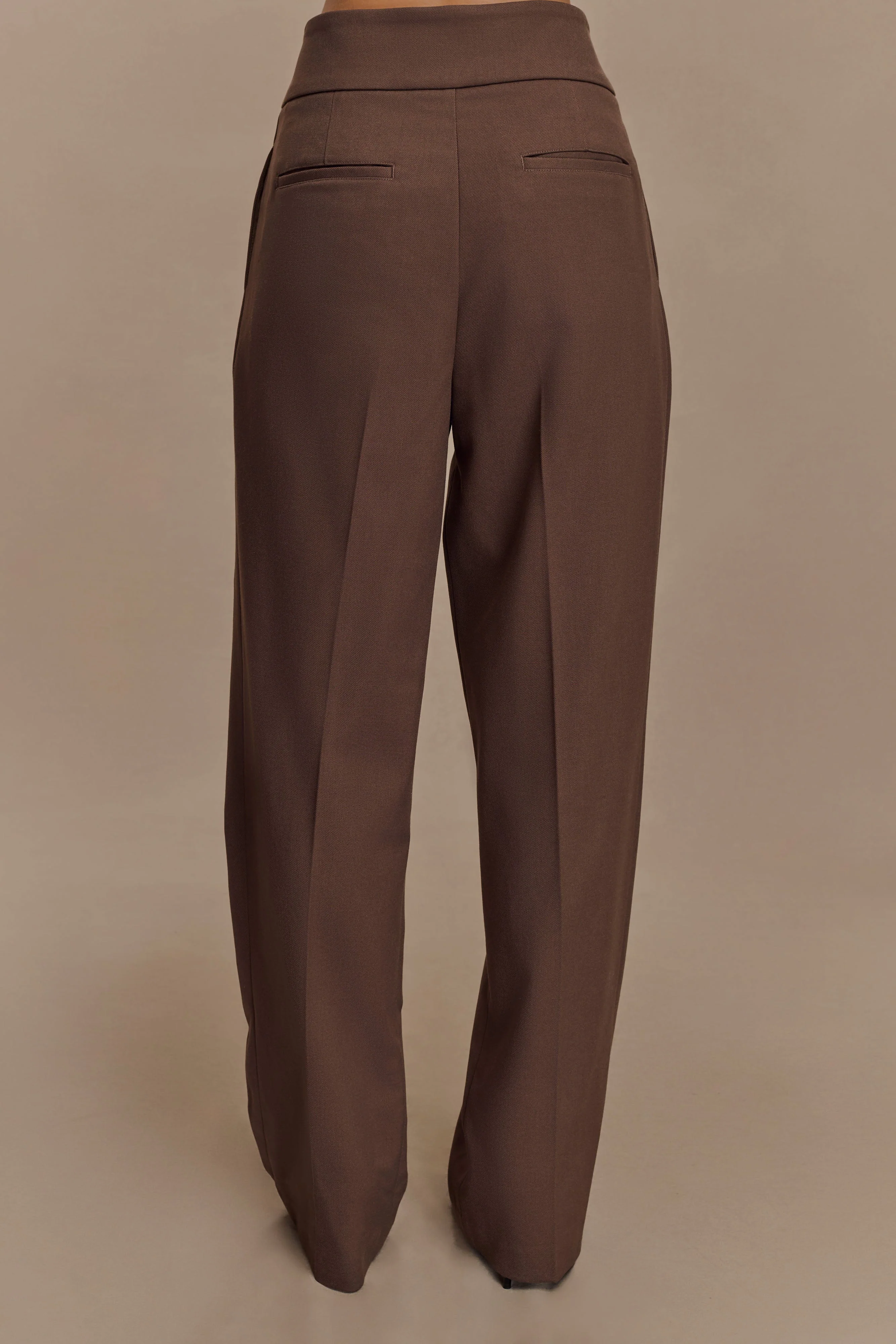 Penelope Pleated High Waisted Pants - Chocolate - Image 2