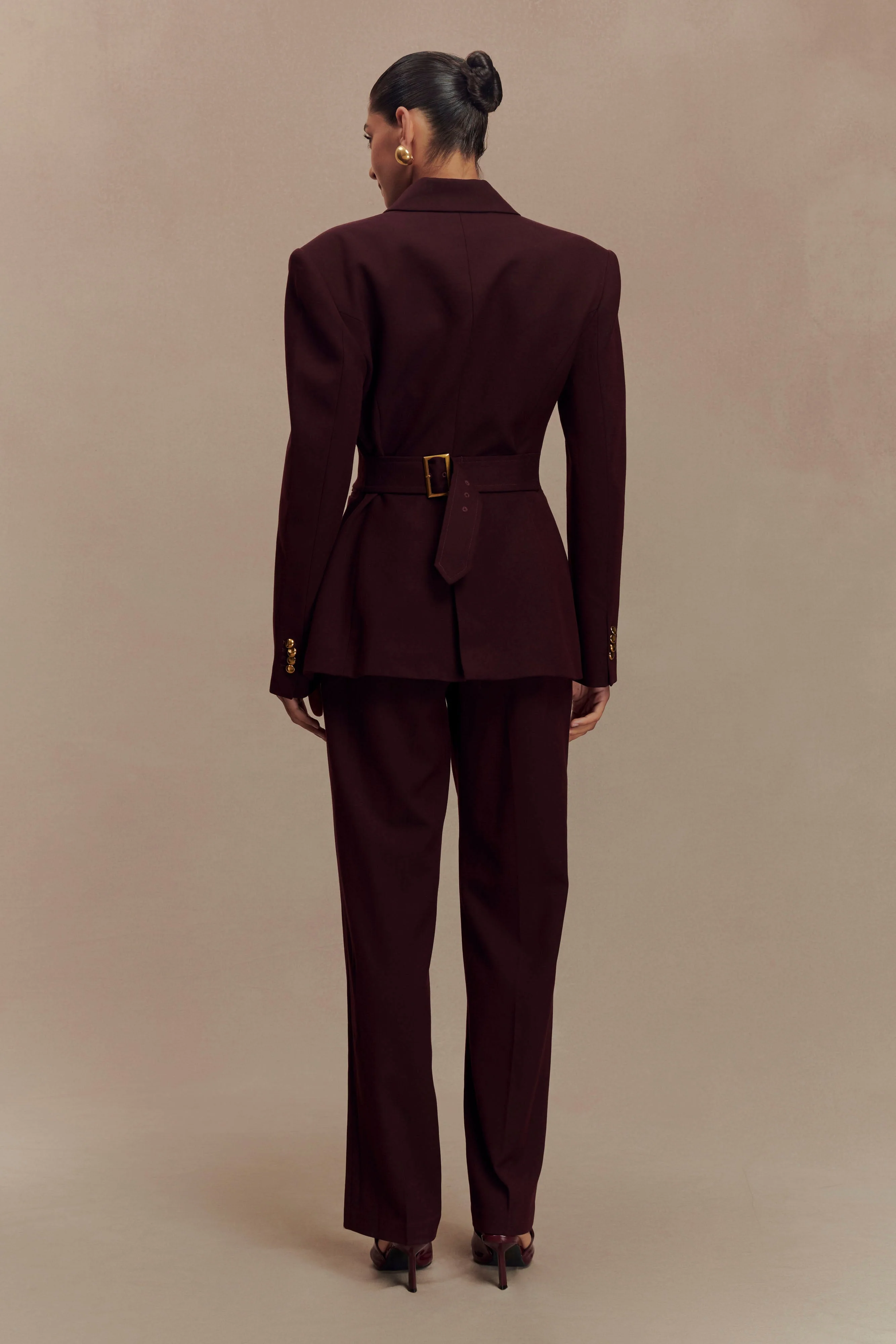 Penelope Pleated High Waisted Pants - Mahogany - Image 5