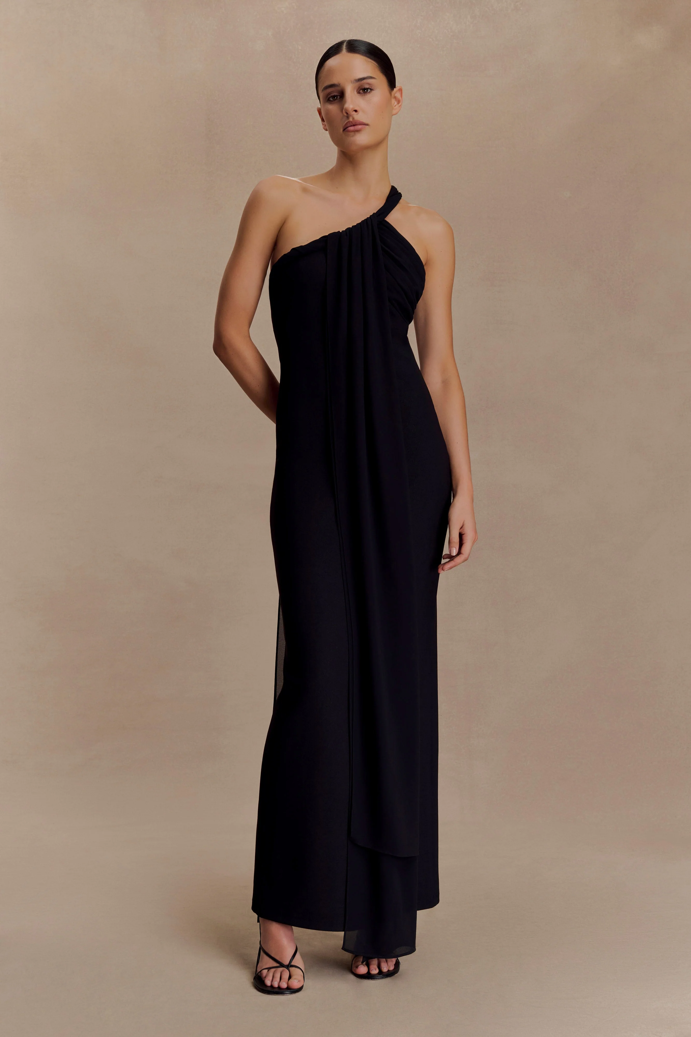 Philippa Knotted Crepe Maxi Dress - Black - Image 7
