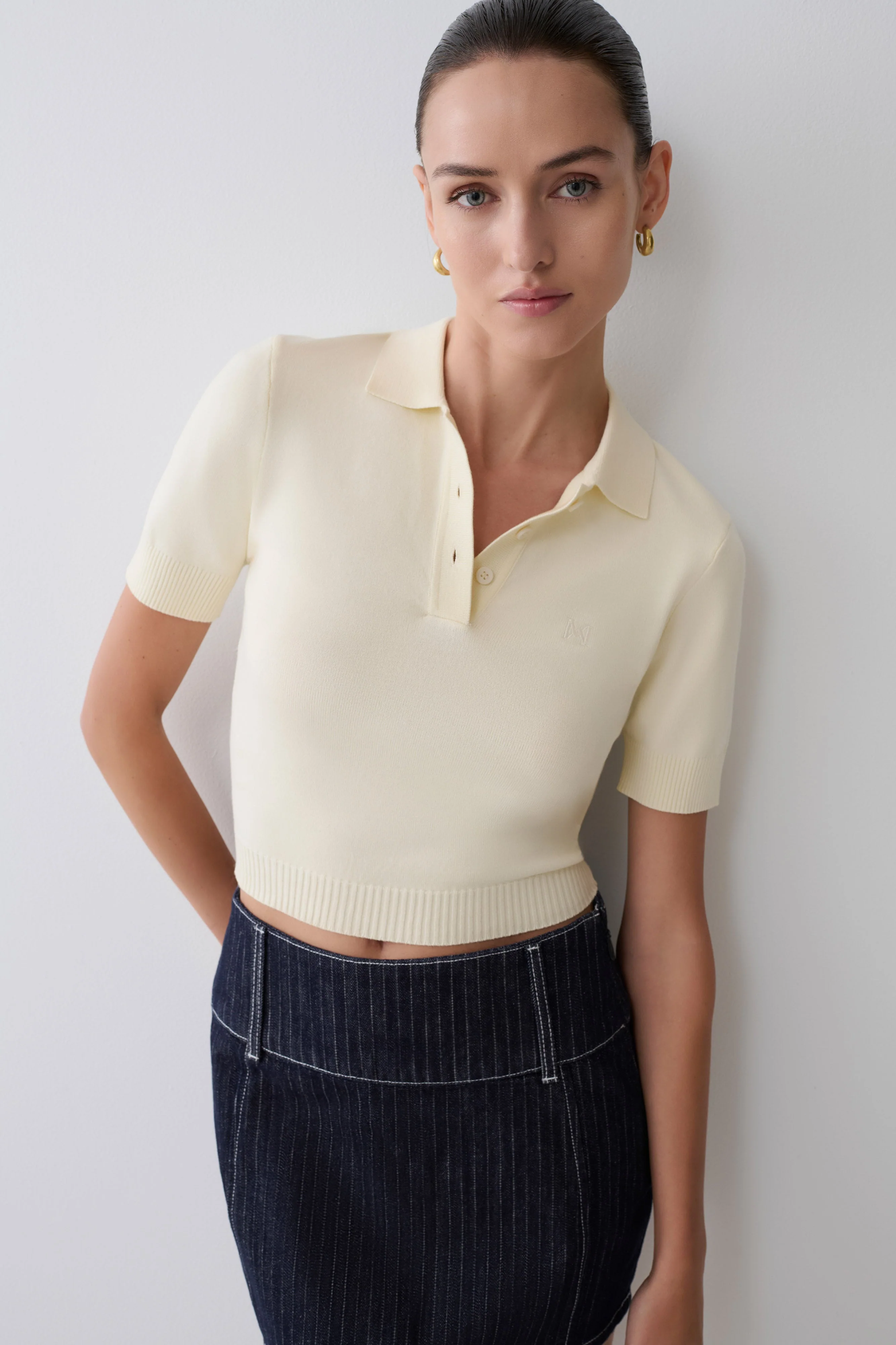 Philly Knit Button Up Top - Ivory - Image 12