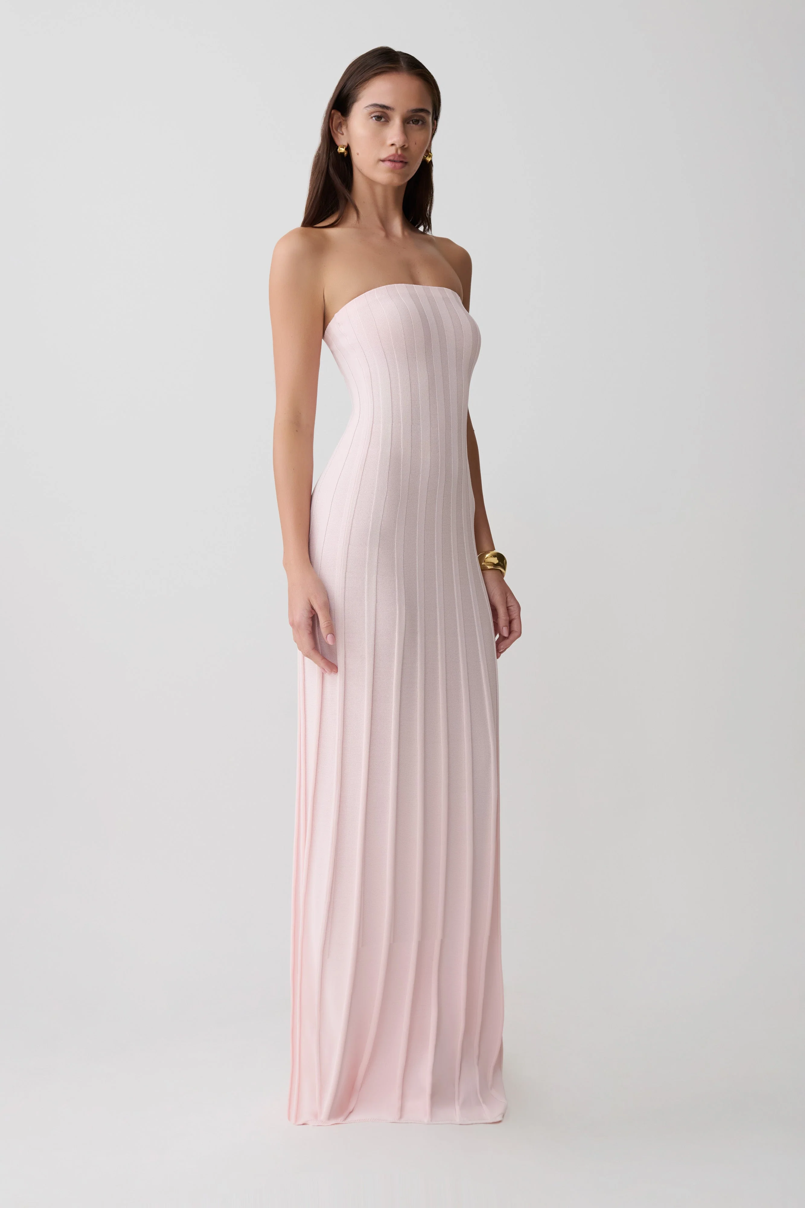 Pia Ribbed Strapless Maxi Dress - Baby Pink - Image 4