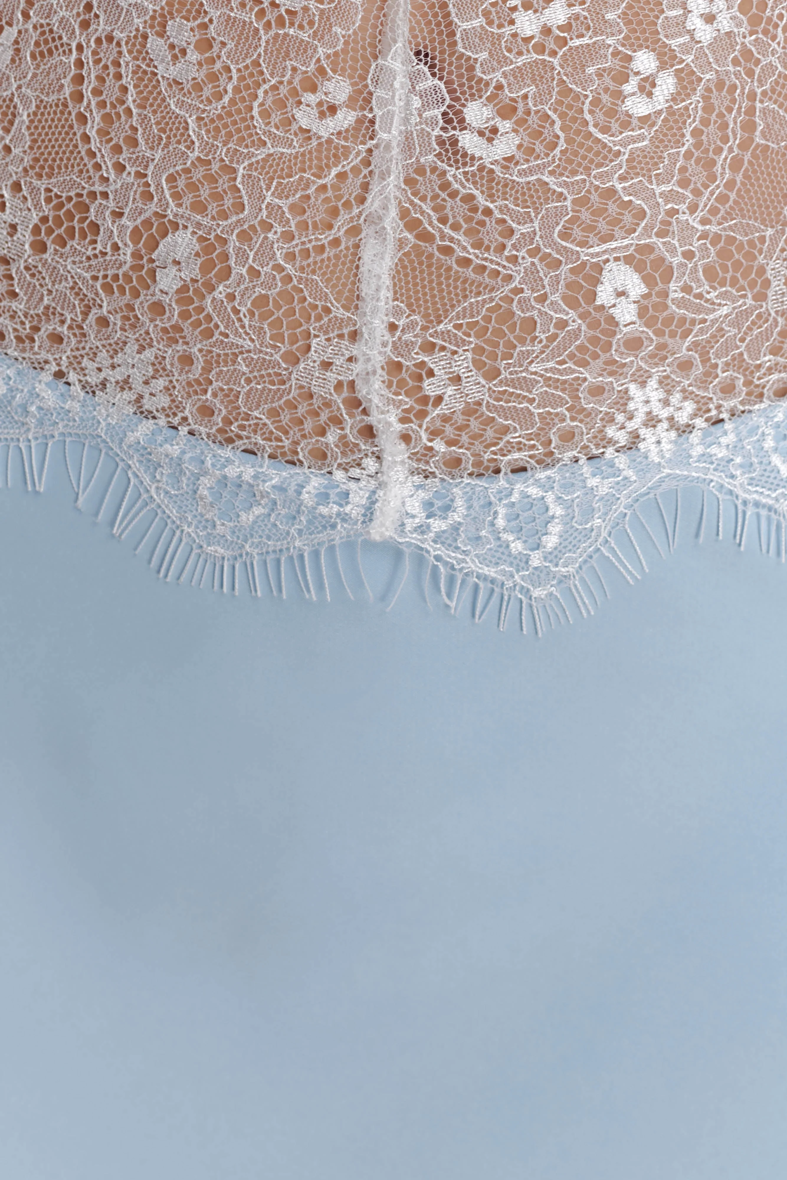 Pilar Strapless Satin And Lace Maxi Dress - Cornflower Blue - Image 3