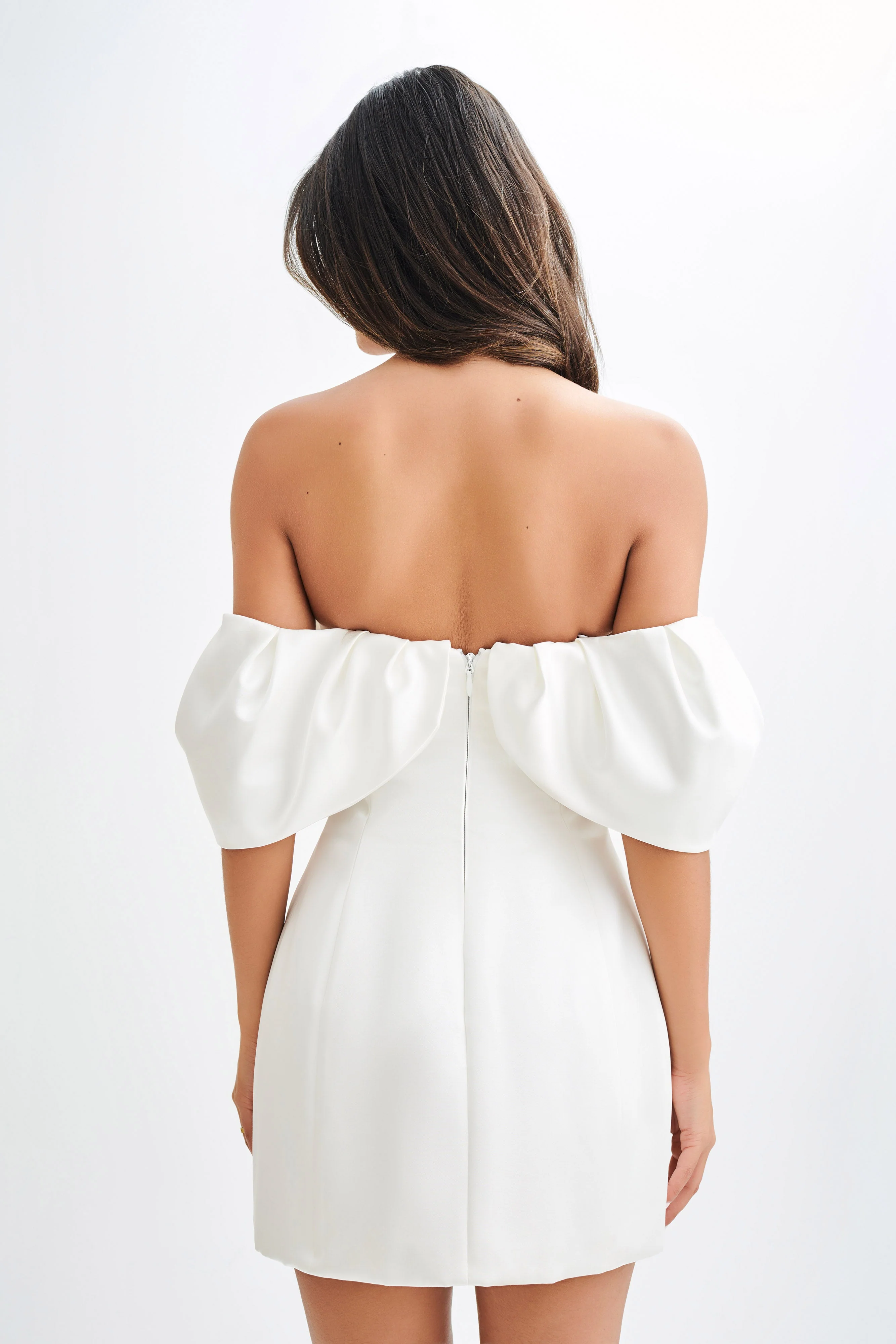 Portia Off Shoulder Satin Corset Dress - White - Image 2
