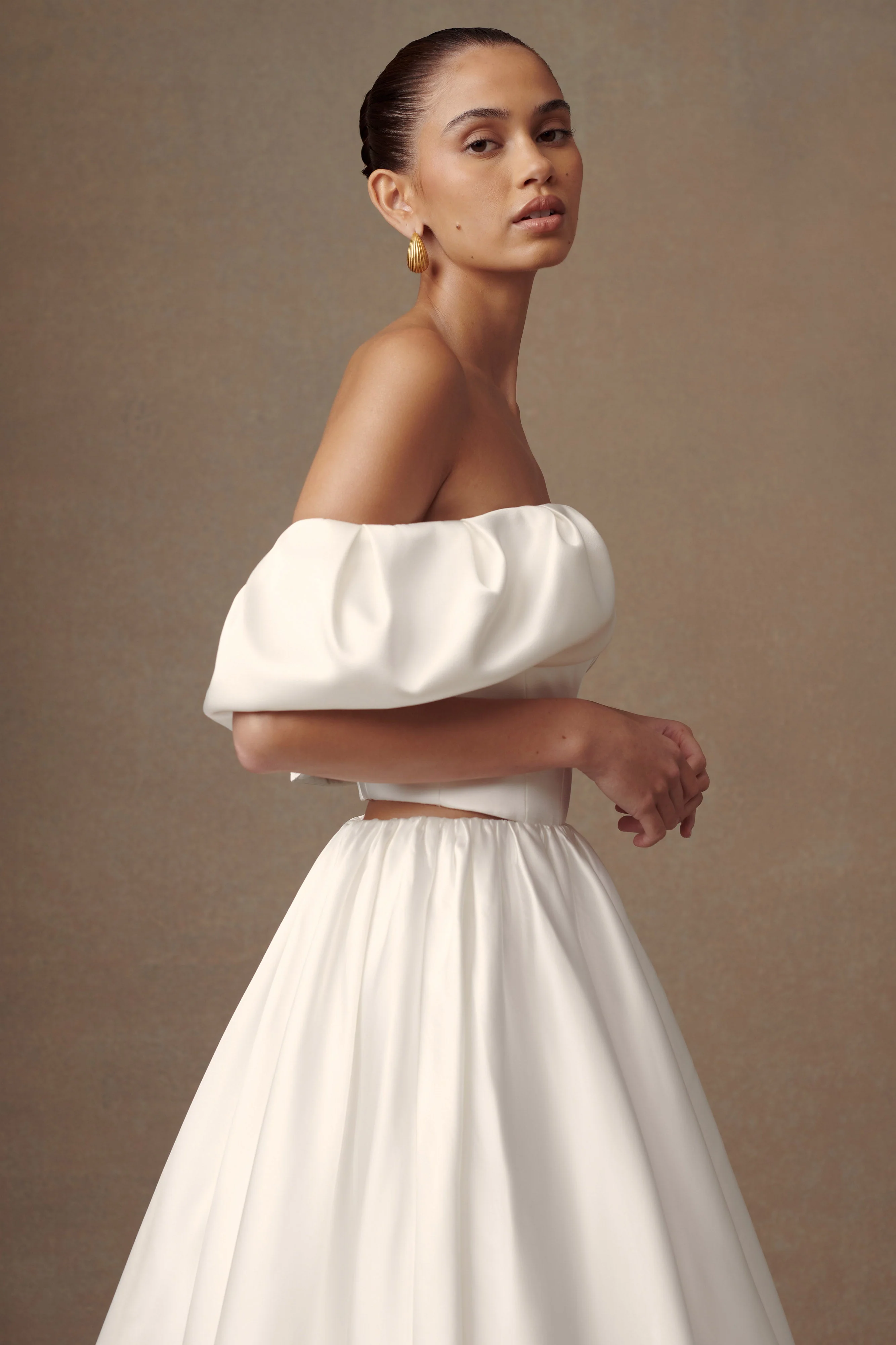 Portia Off Shoulder Satin Corset Top - White - Image 5