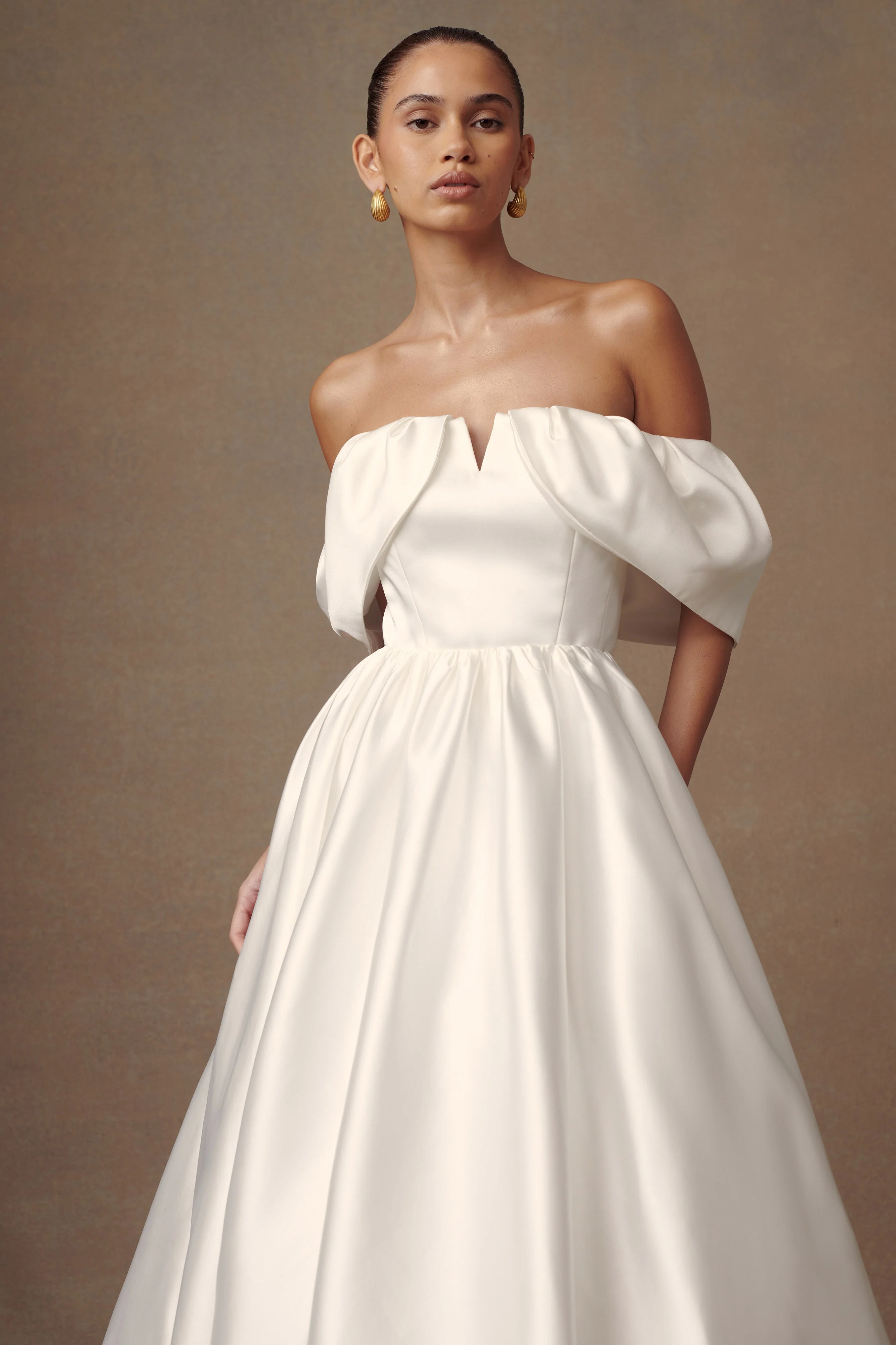 Portia Off Shoulder Satin Corset Top - White - Image 8