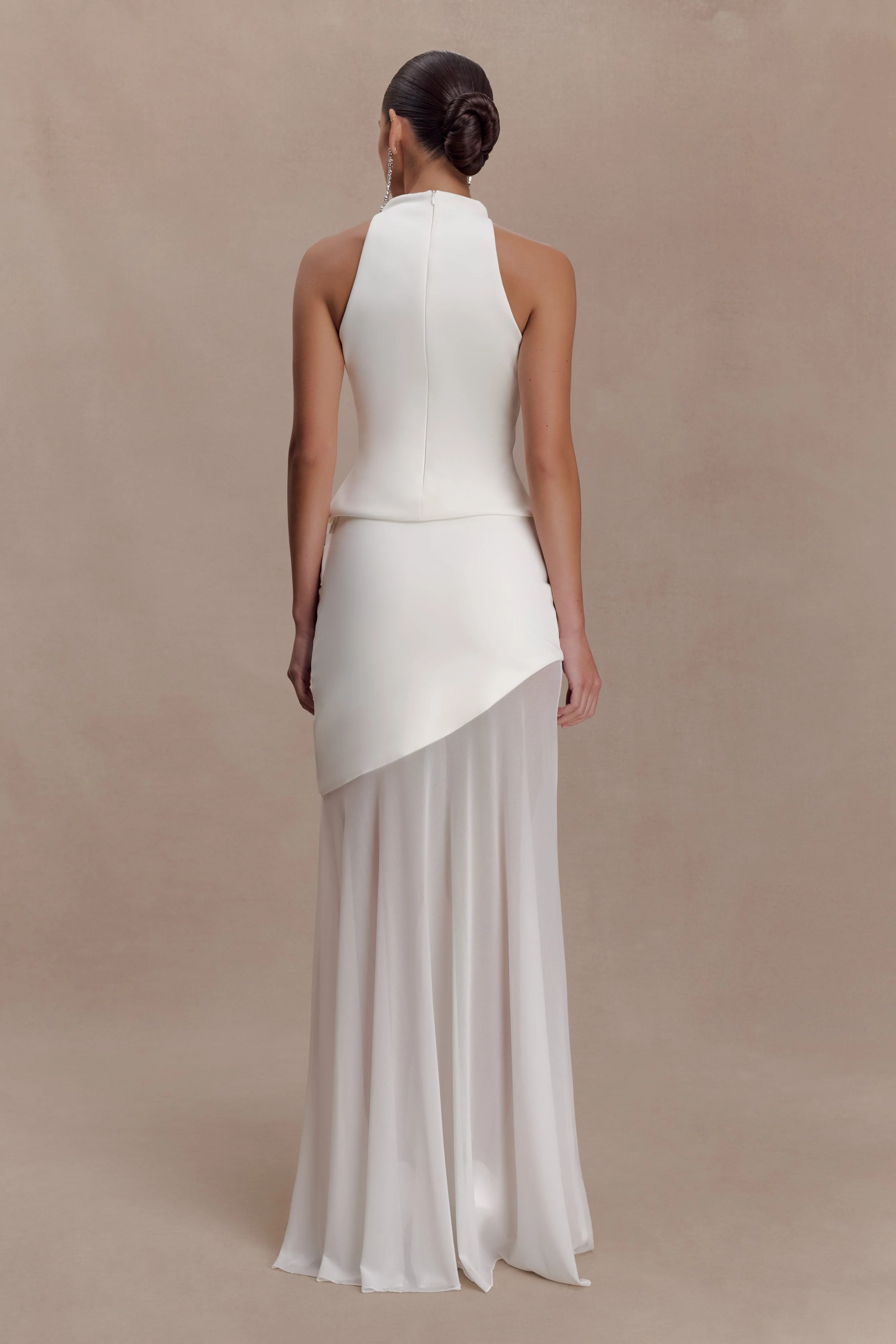 Portia Scuba And Mesh Maxi Skirt - White - Image 2