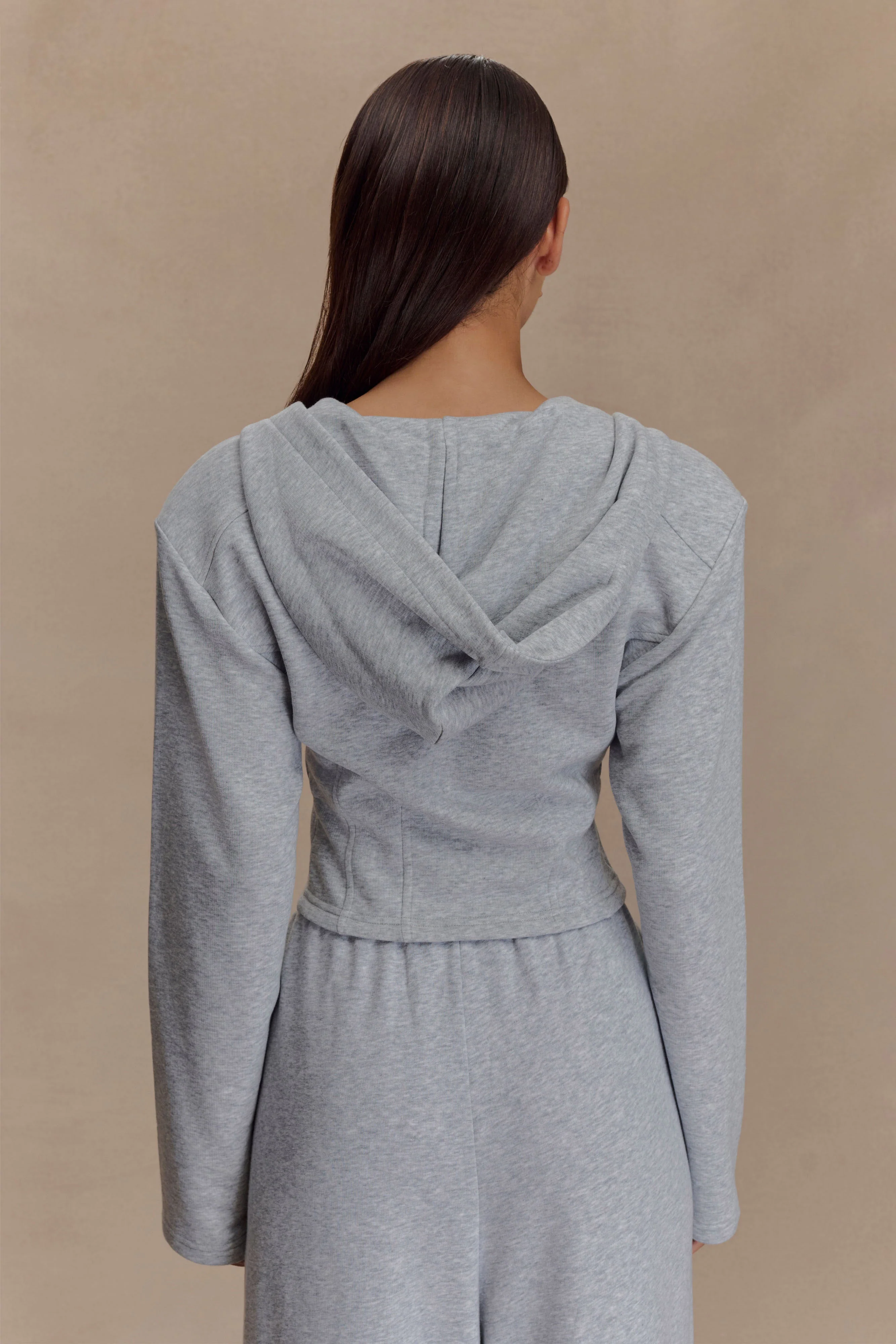 Quinn Zip Up Hoodie - Light Grey Marle - Image 2