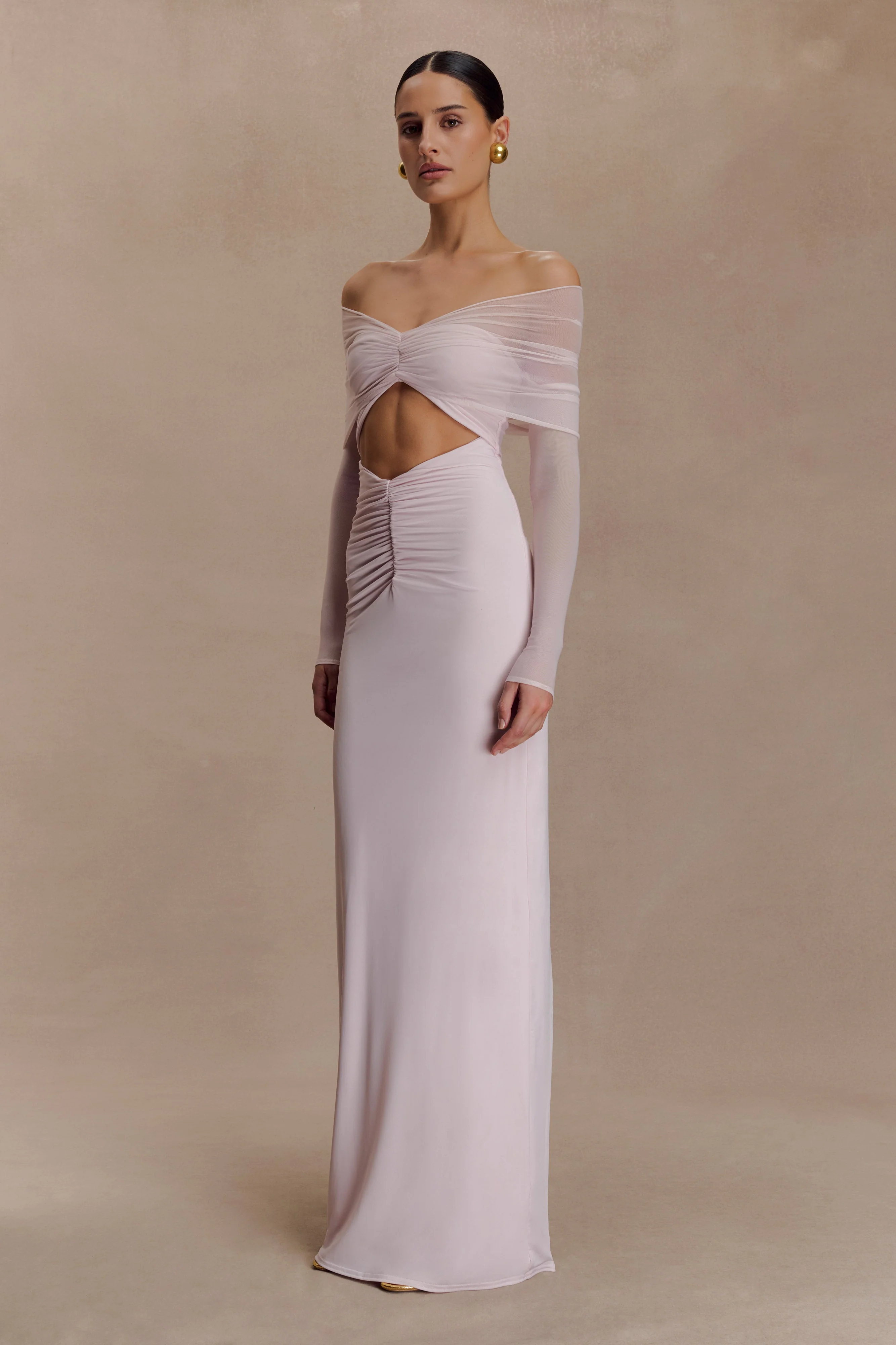 Rafaella Slinky And Mesh Maxi Dress - Pale Pink - Image 3