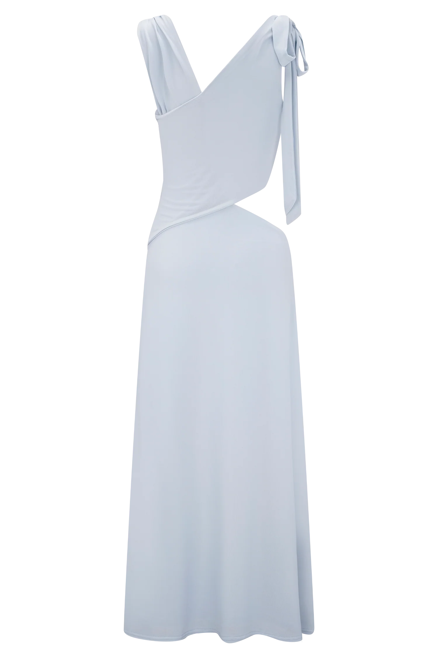 Raleigh Asymmetrical Slinky Midi Dress - Pale Blue - Image 9