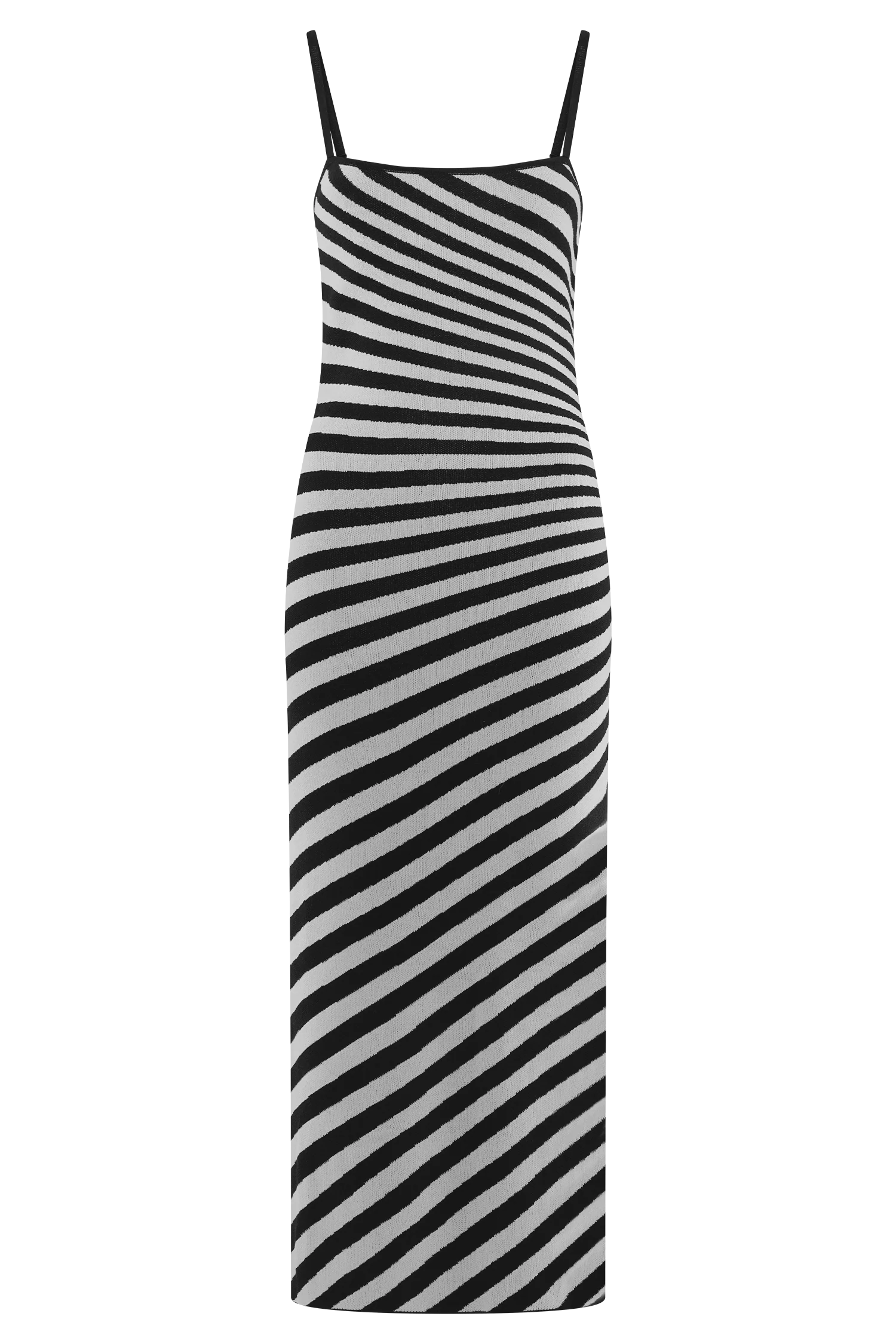 Raven Striped Knit Midi Dress - Black/White - Image 7