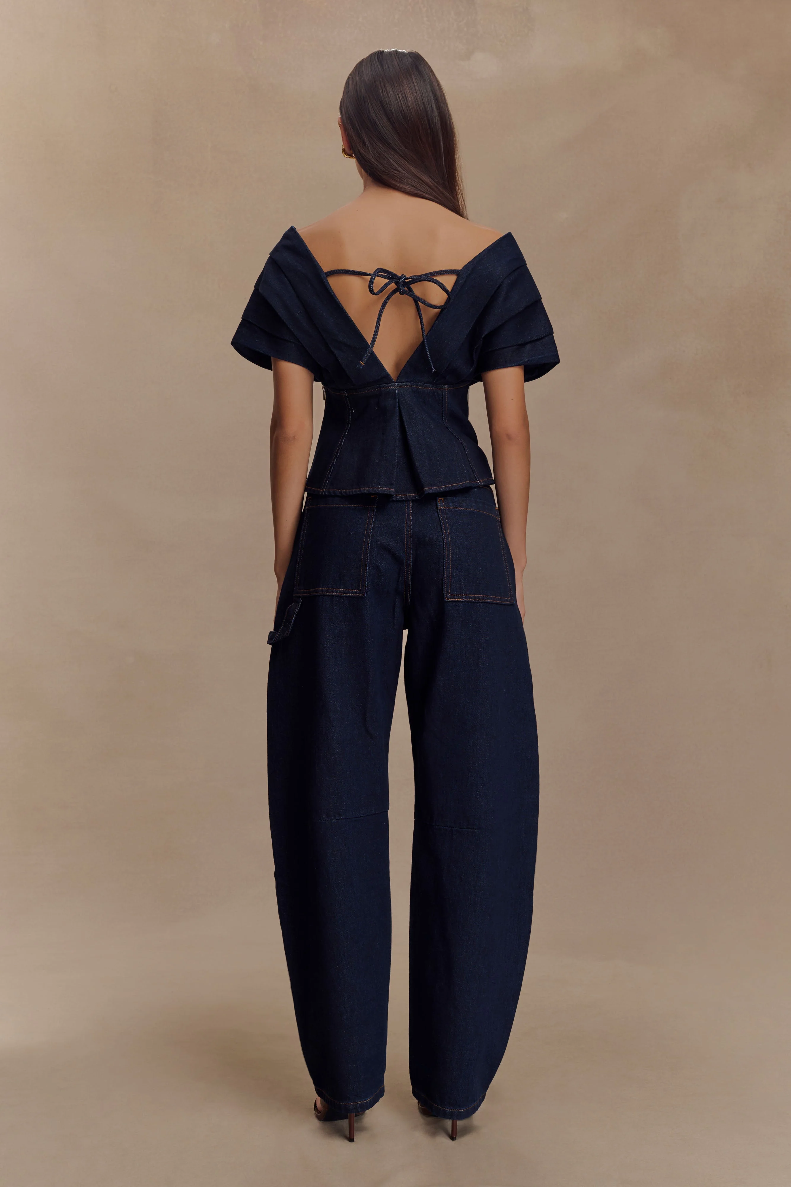 Rayne Off Shoulder Denim Top - Indigo Blue - Image 5