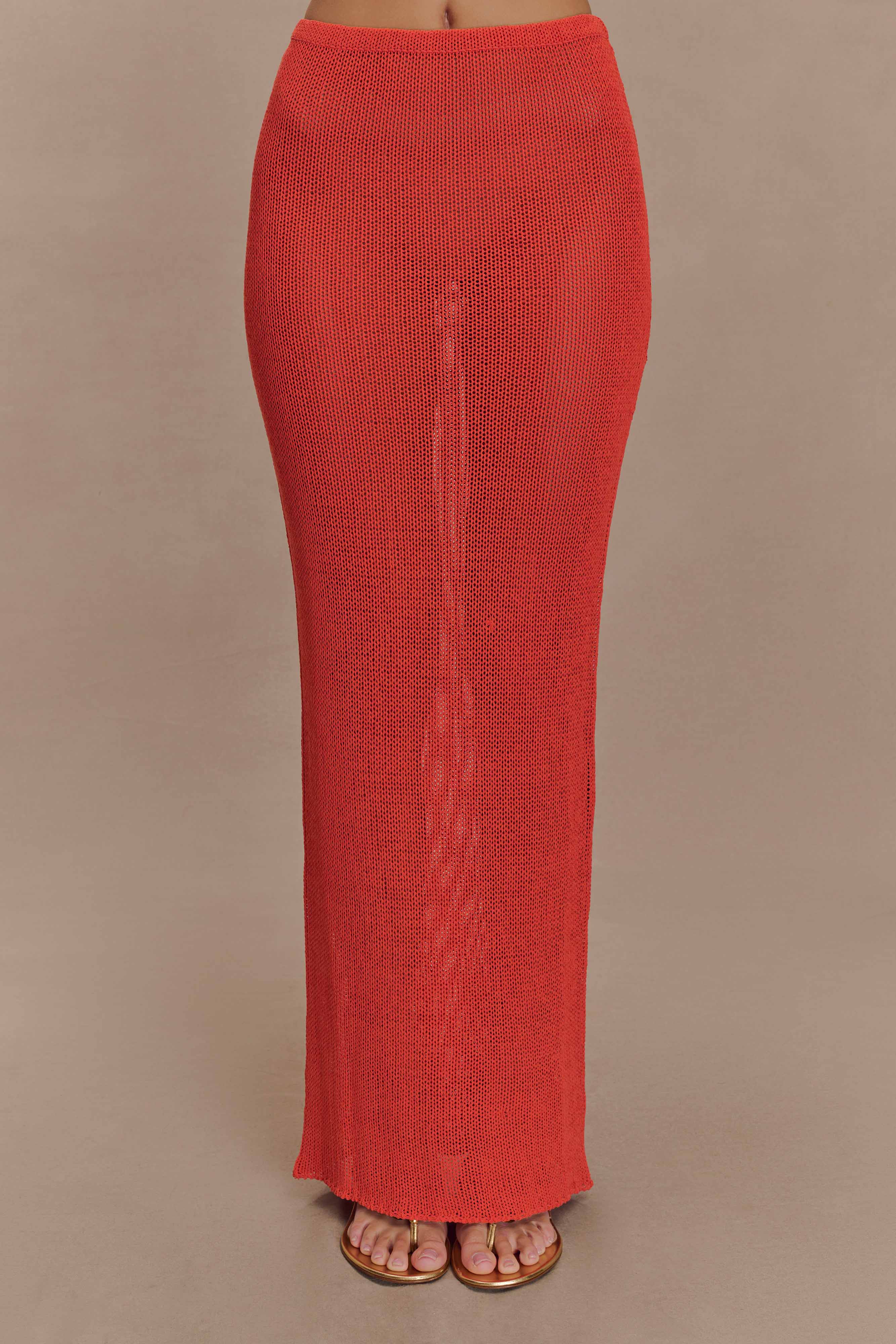 Reagan Knit Maxi Skirt - Orange - Image 4