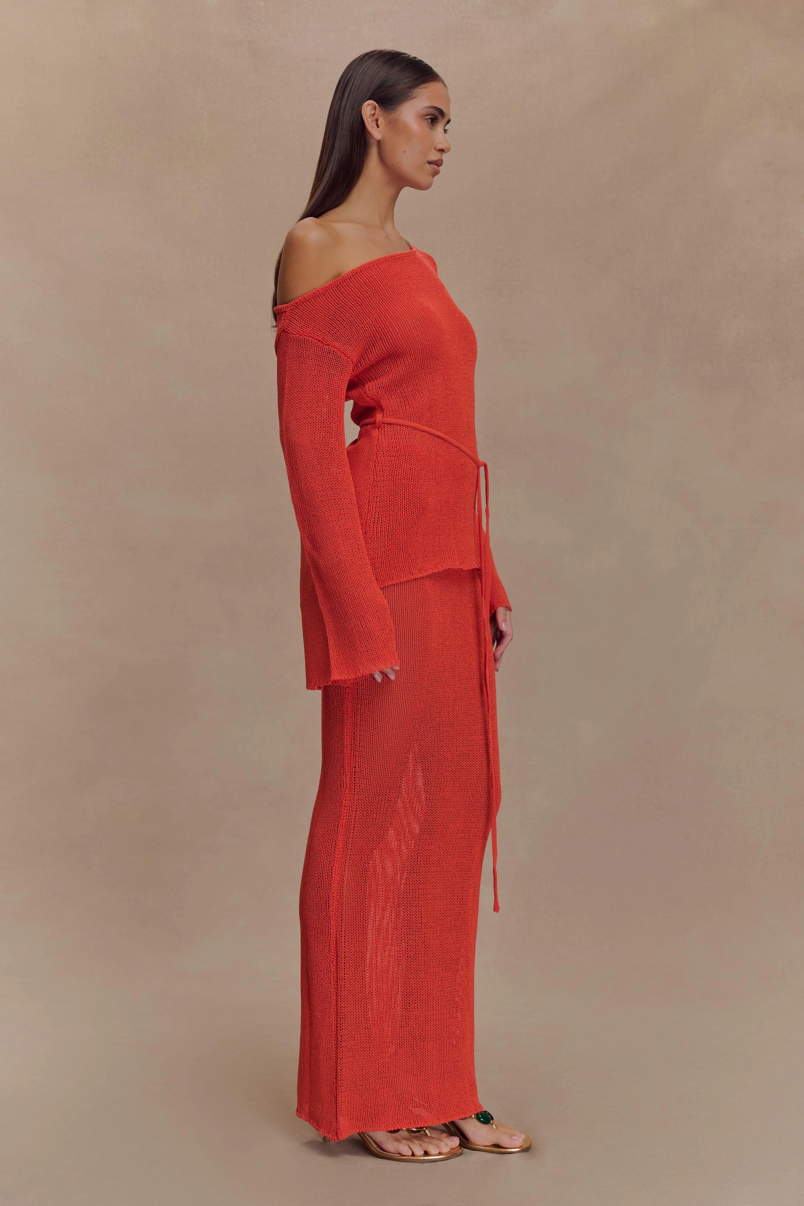 Reagan Knit Maxi Skirt - Orange - Image 7