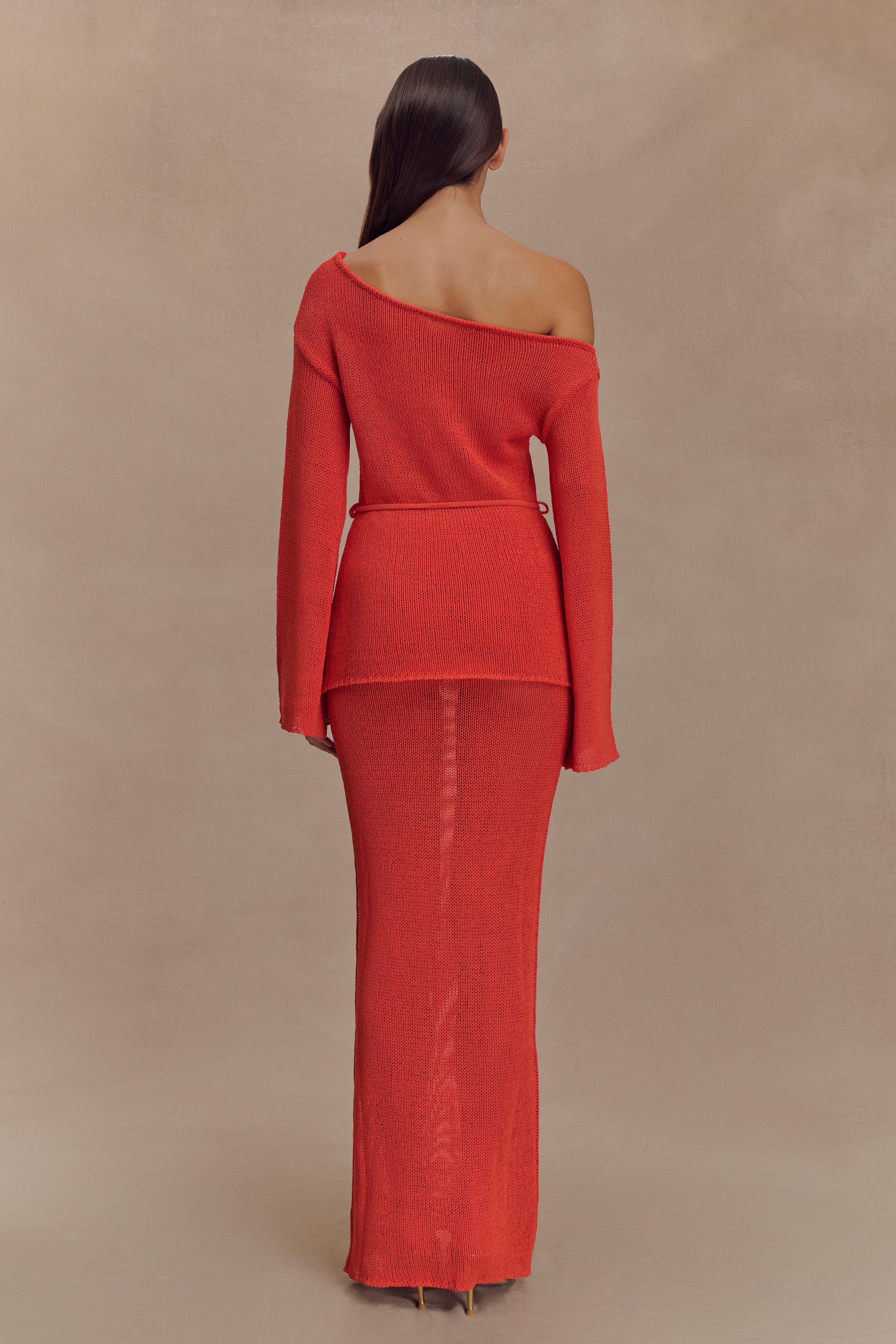 Reagan Off Shoulder Knit Top - Orange - Image 6