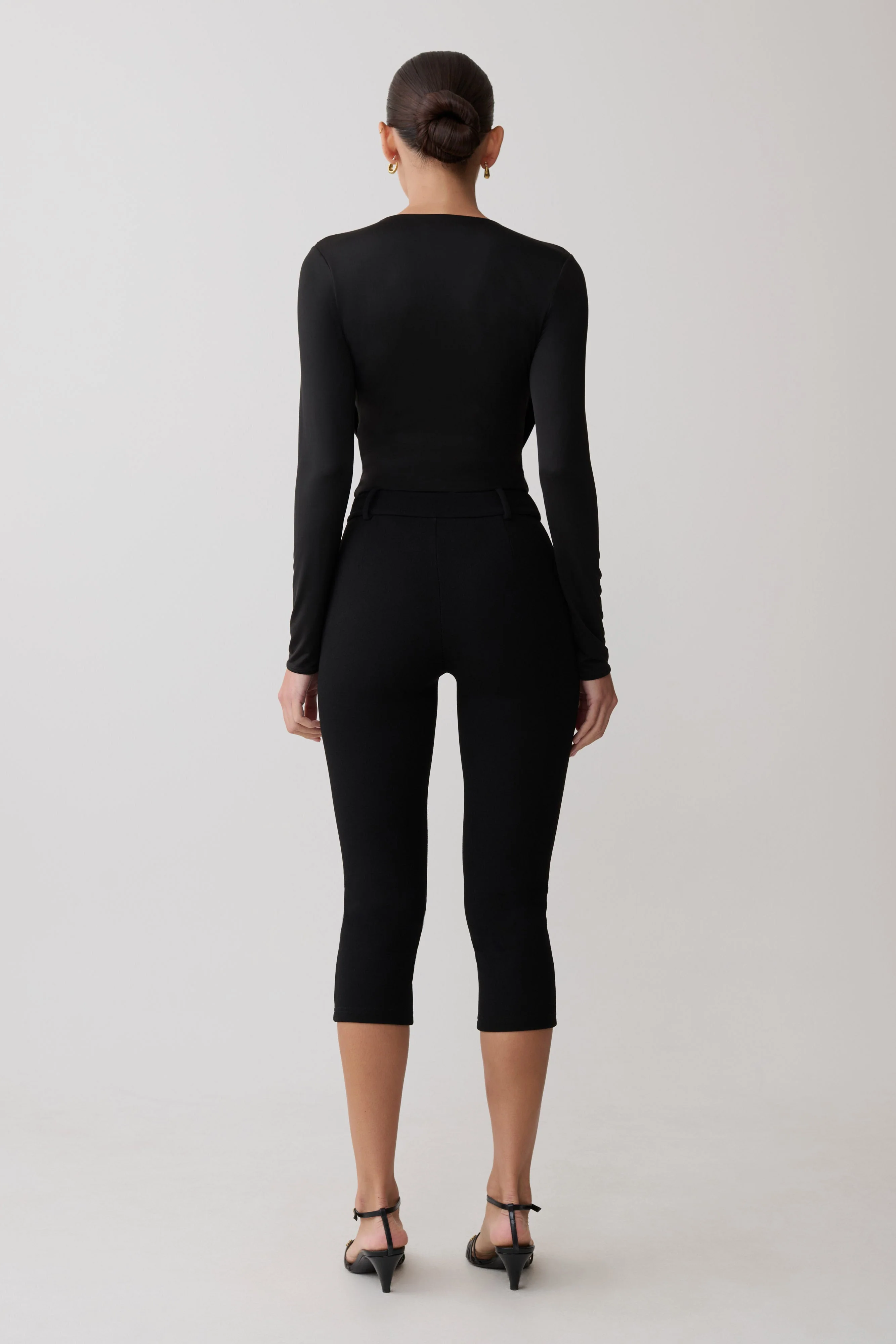 Ren Cowl Long Sleeve Slinky Bodysuit - Black - Image 2