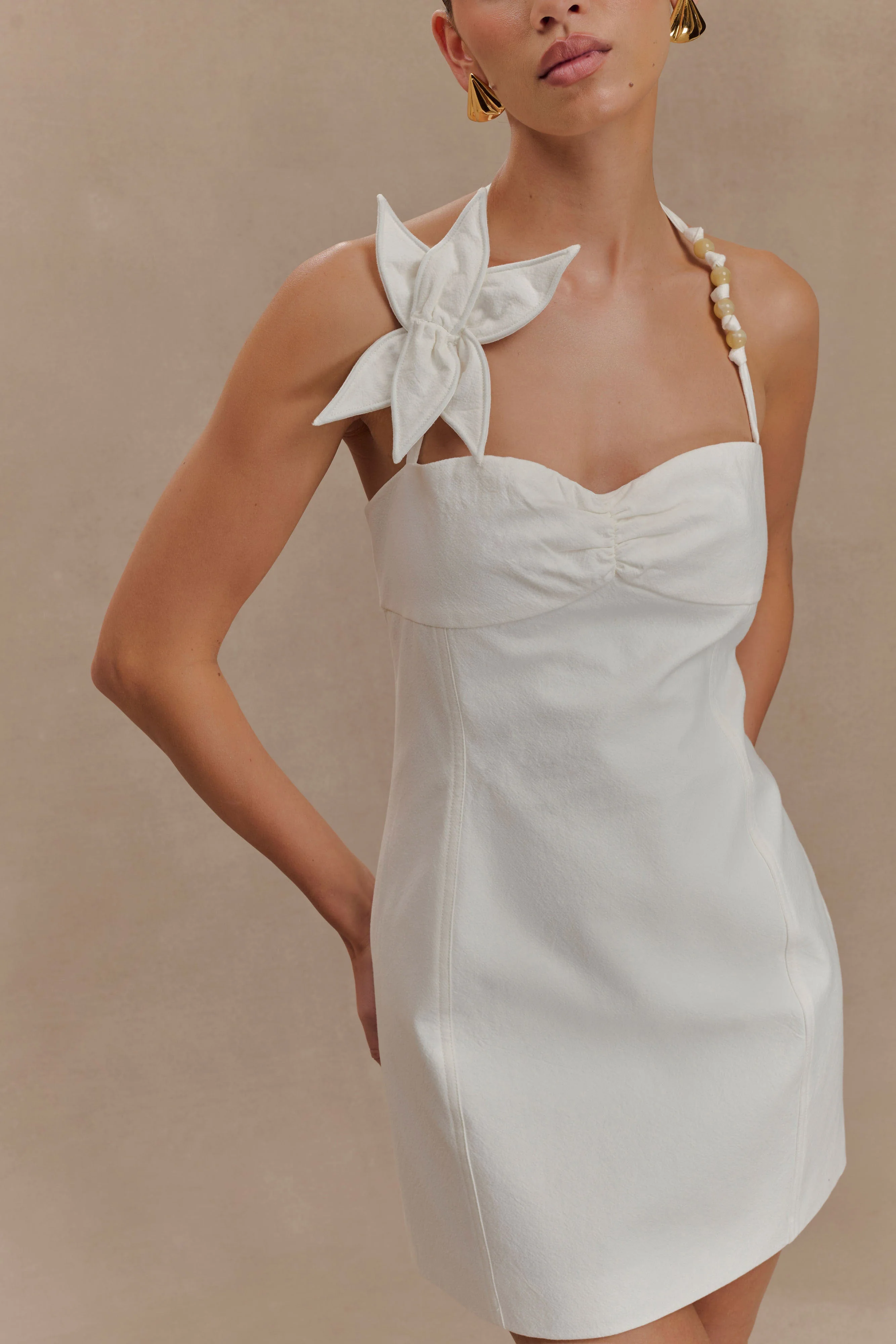 Reyes Cotton Floral Mini Dress - White - Image 3