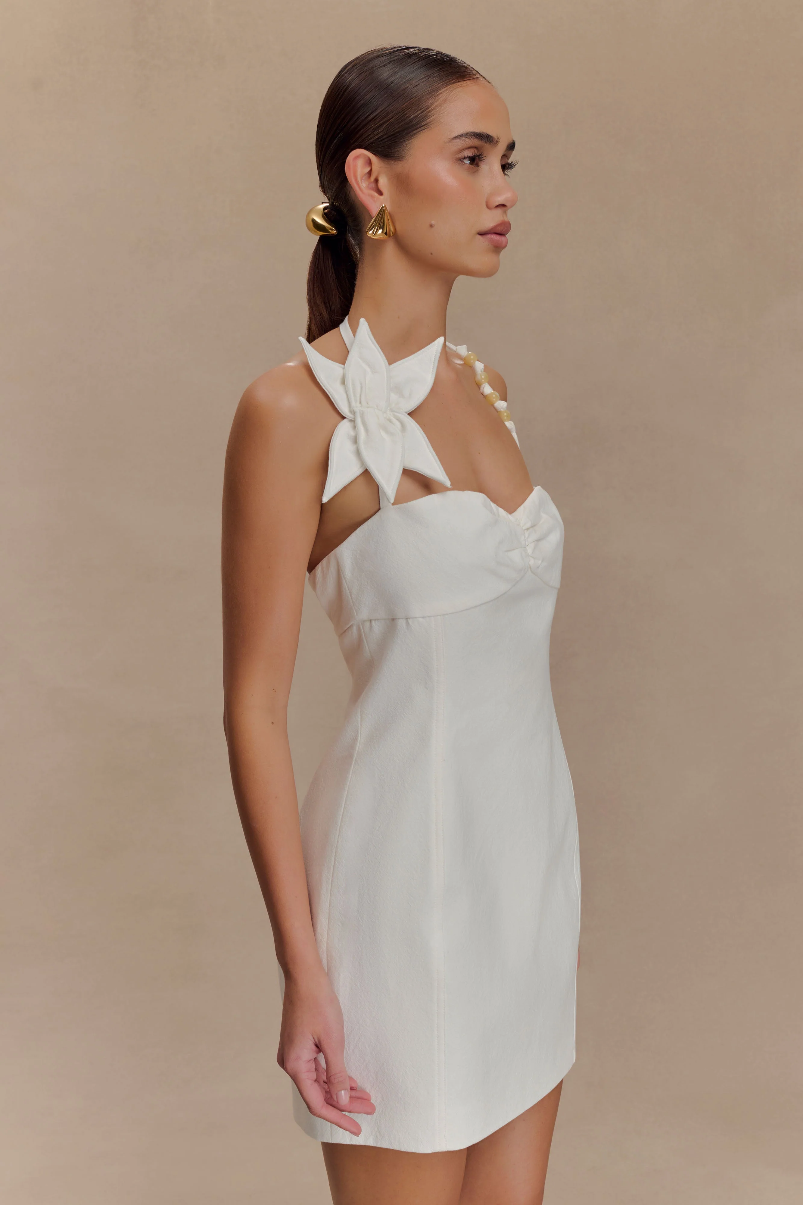 Reyes Cotton Floral Mini Dress - White - Image 4