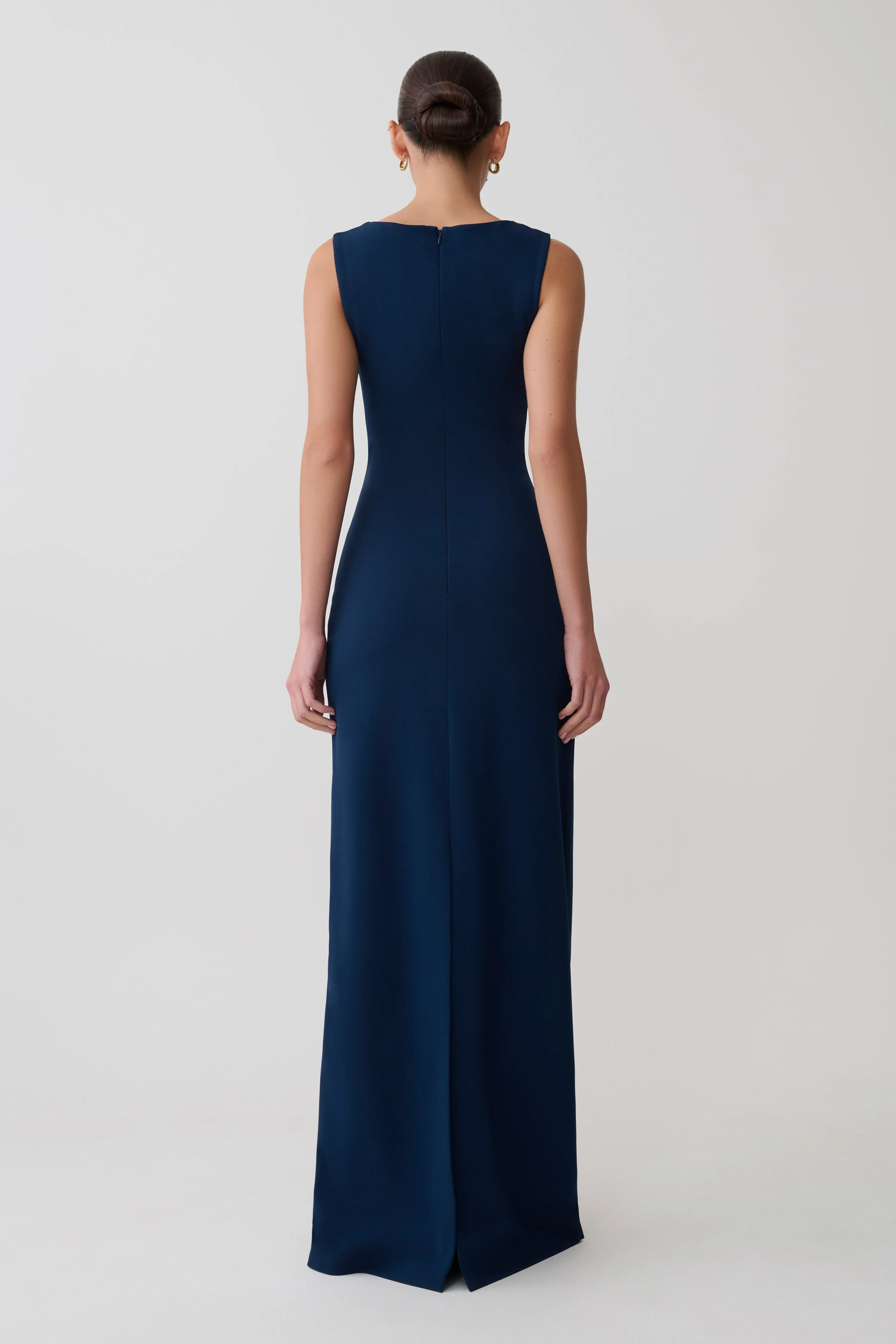 Rhea Detachable Cape Jersey Maxi Dress - Navy - Image 5