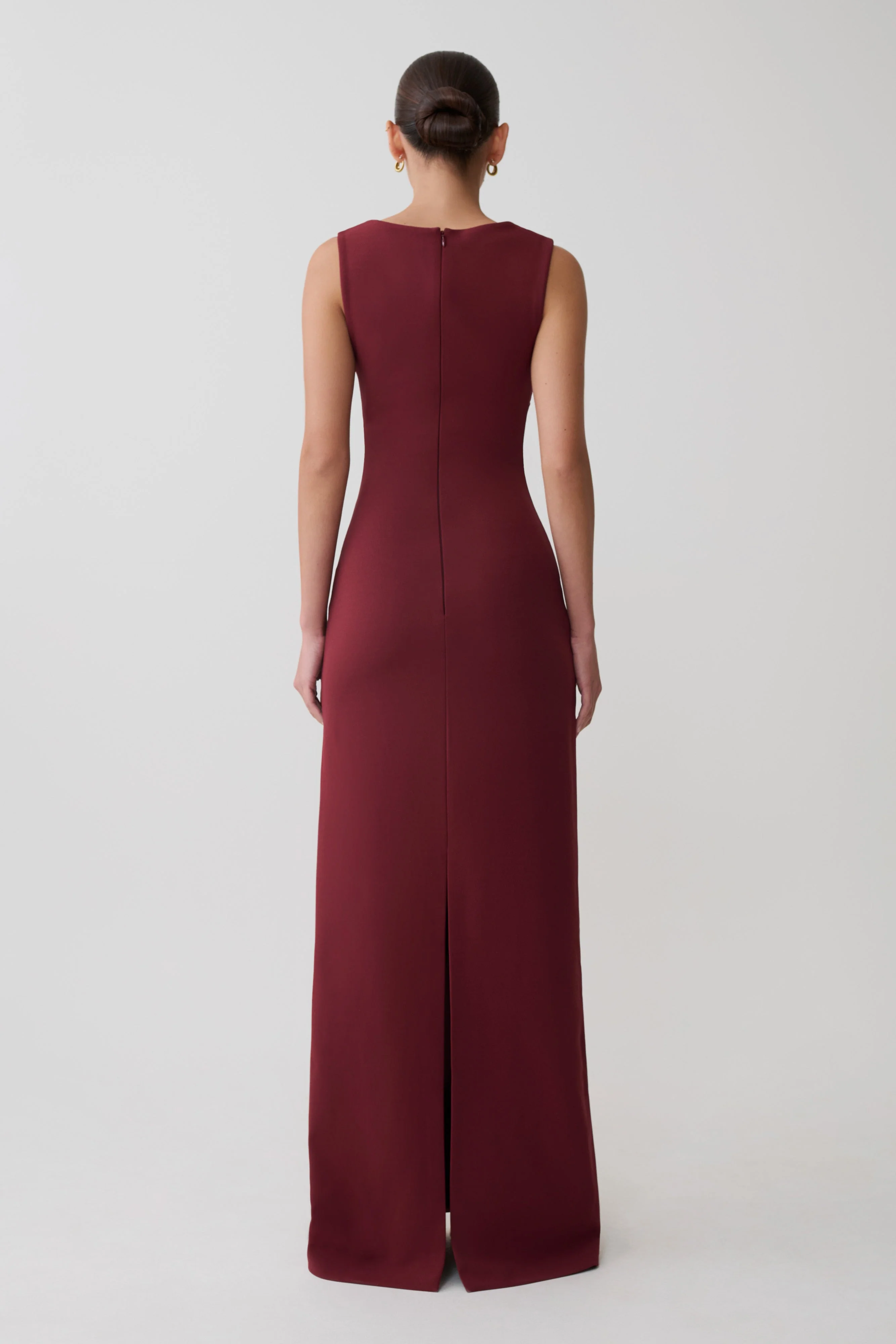 Rhea Detachable Cape Jersey Maxi Dress - Wine - Image 6