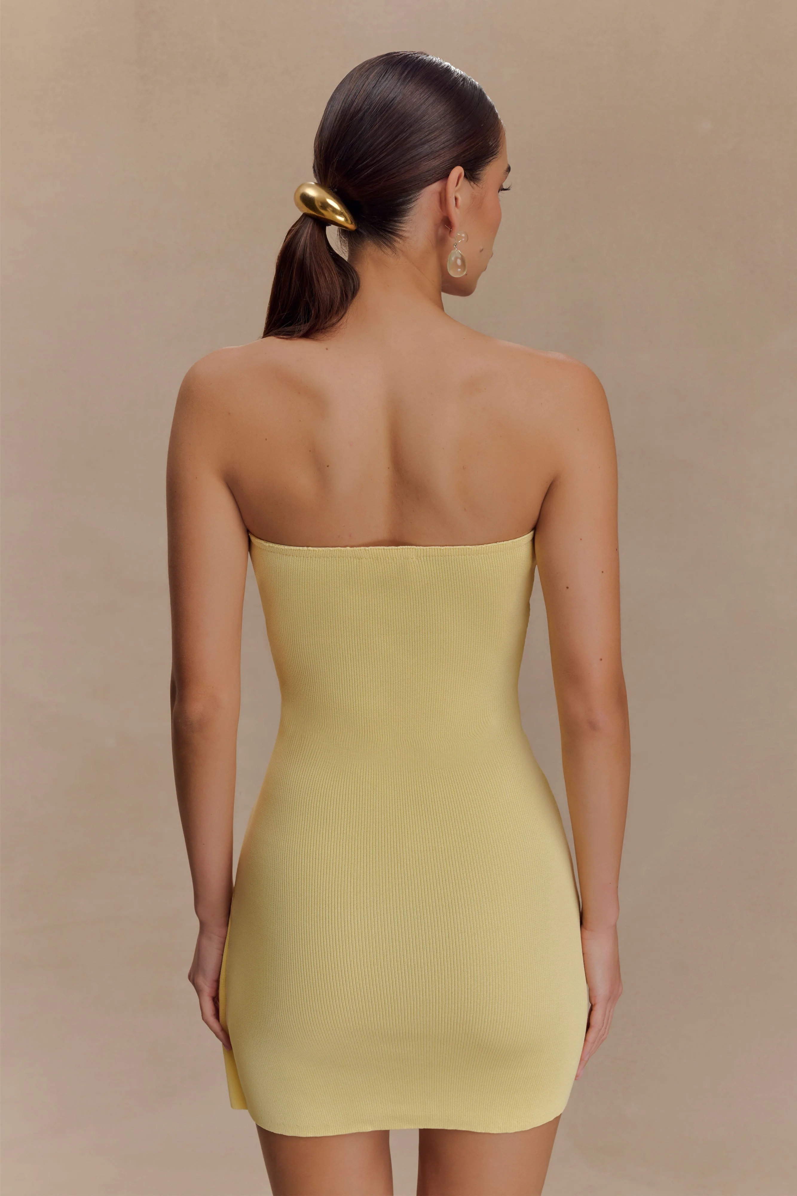 Rian Strapless Knit Mini Dress - Lemon - Image 5