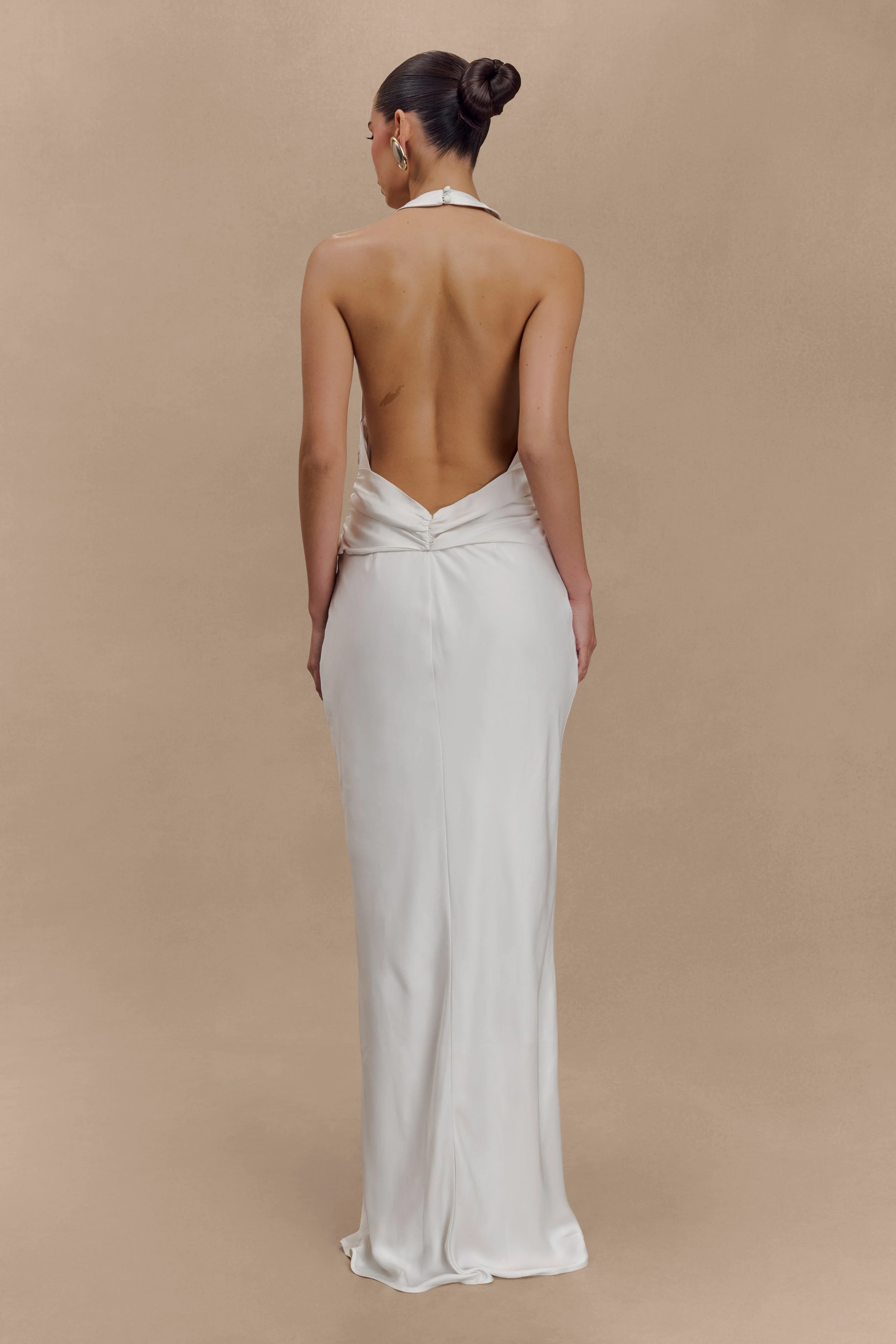 Rinna Satin Halter Maxi Dress - Ivory - Image 2
