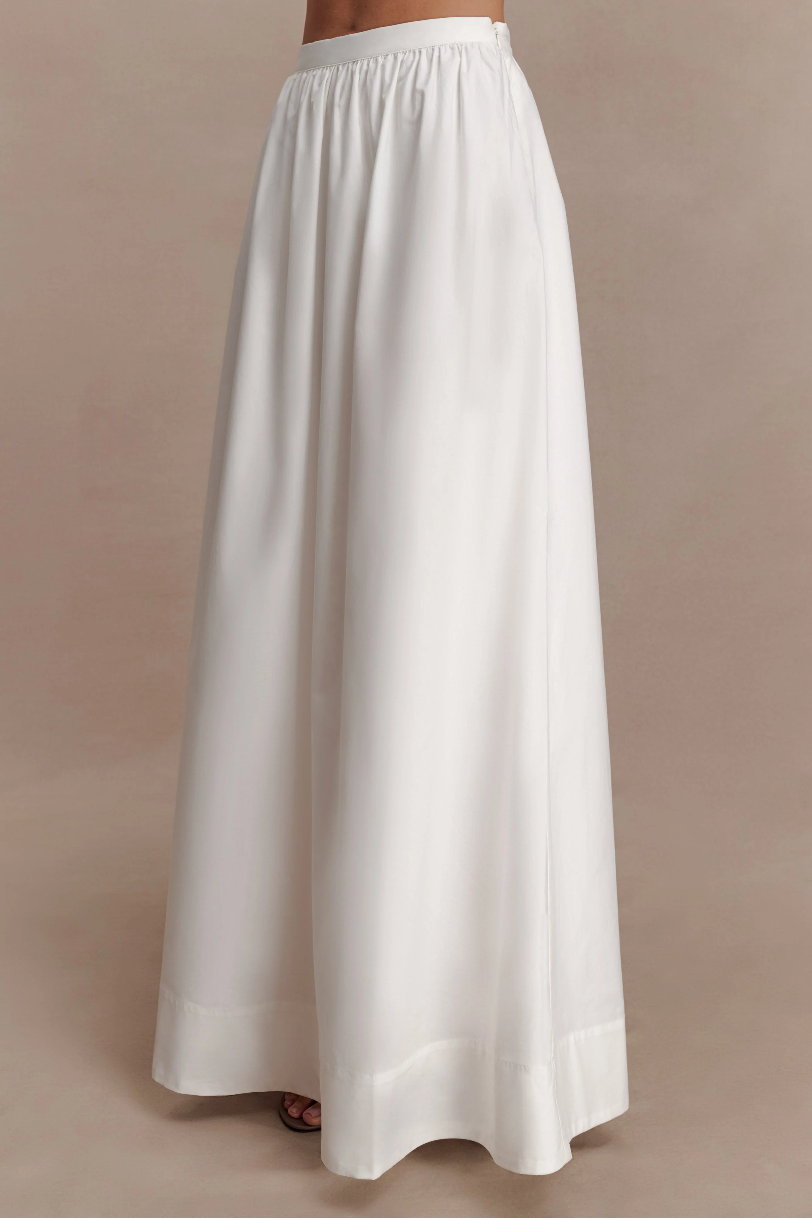 River Gathered Maxi Skirt - White - Image 3