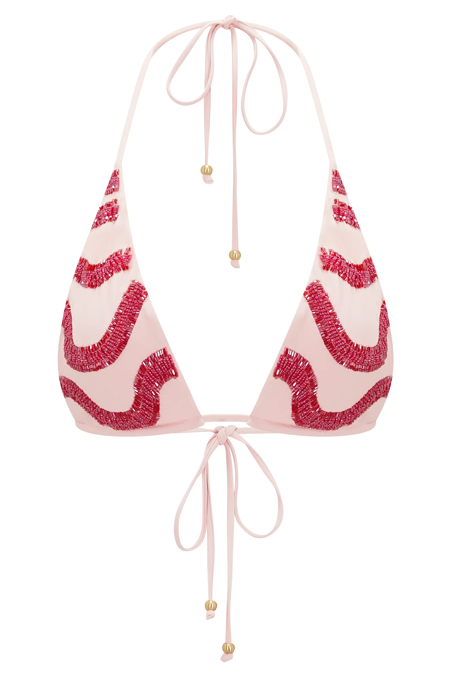 Robyn Beaded Triangle Bikini Top - Pink - Image 10