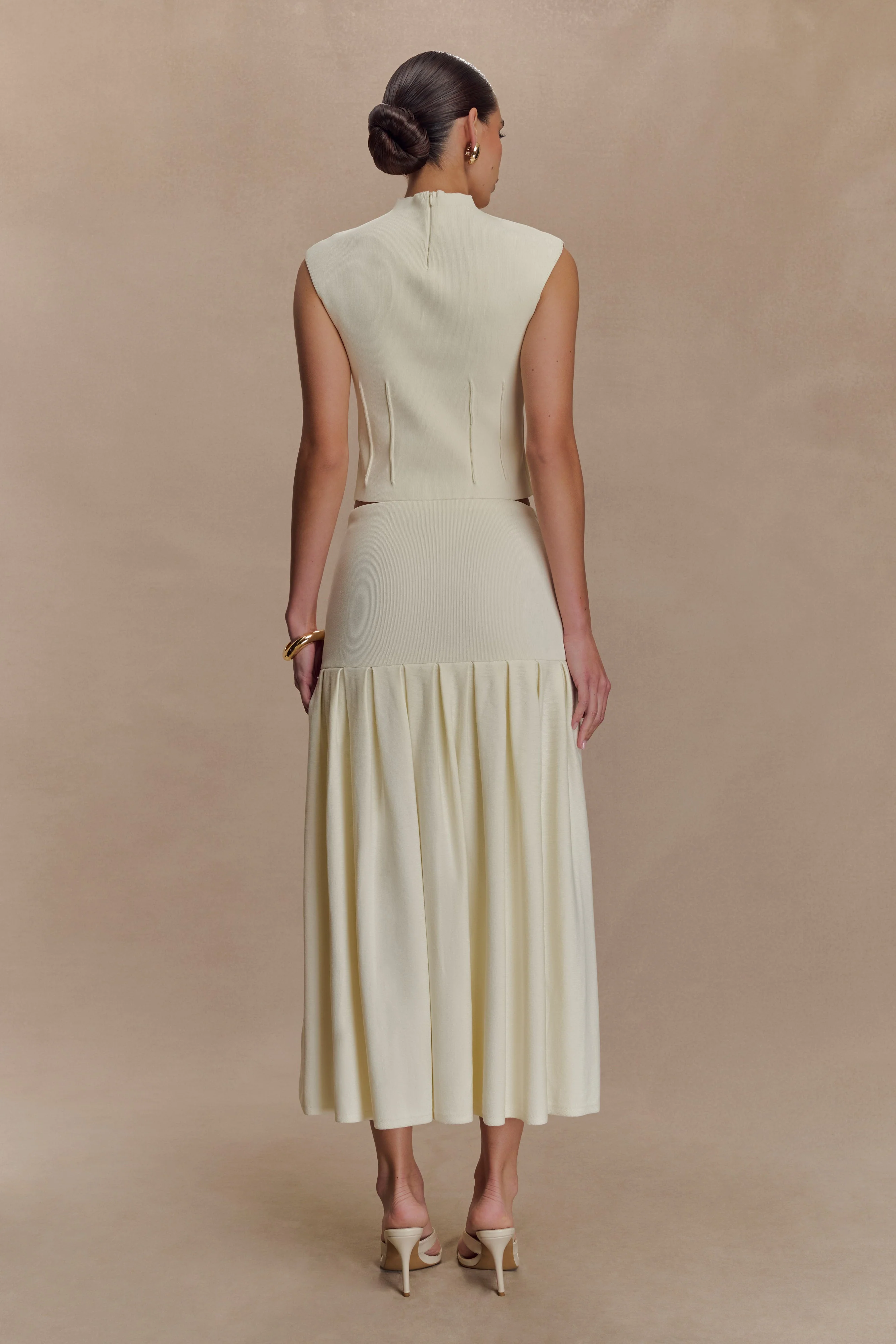Romaine Bandage Knit Midi Skirt - Ivory - Image 2
