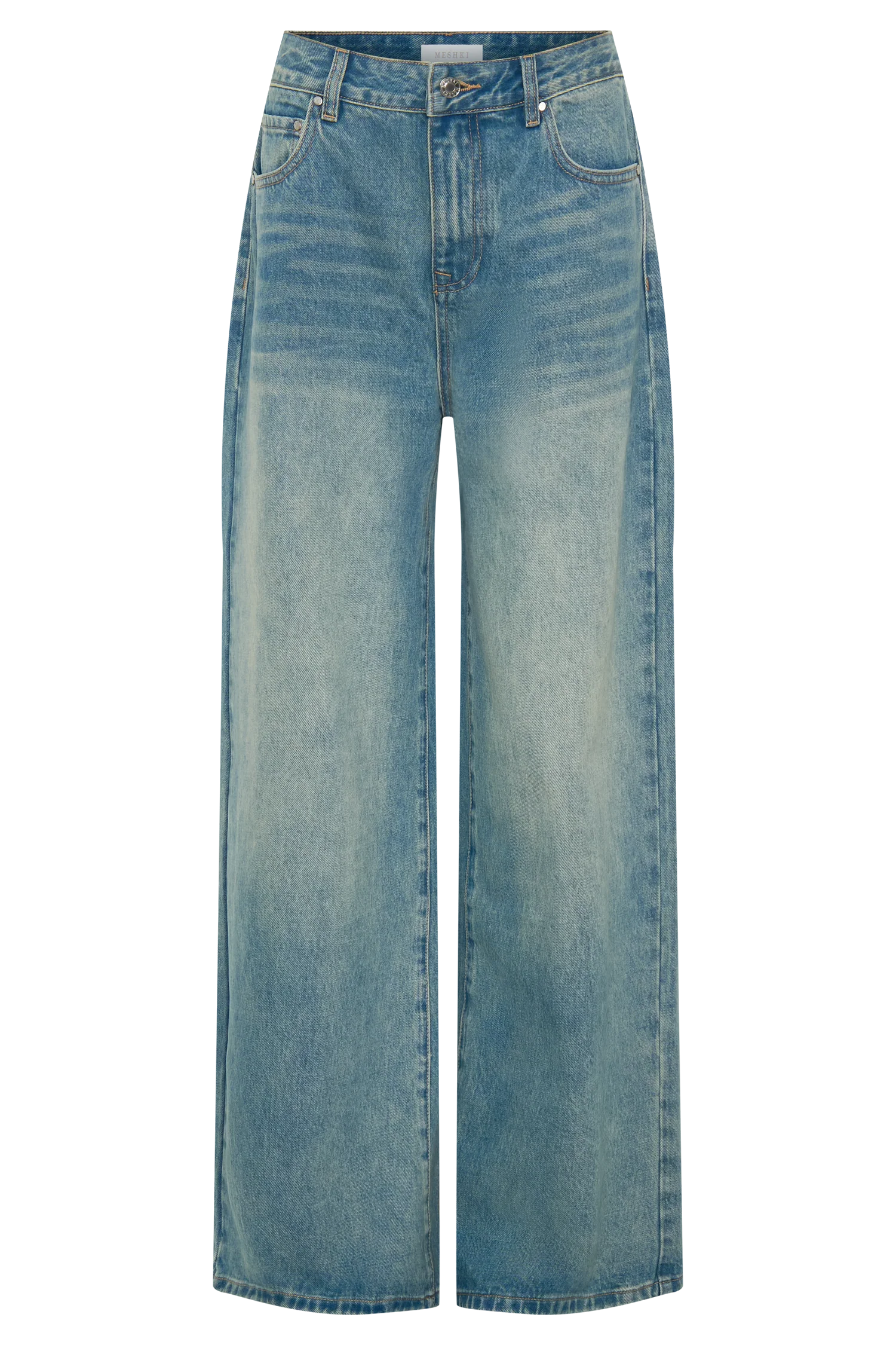 Romi Mid Rise Wide Leg Jeans - Faded Mid Blue - Image 9