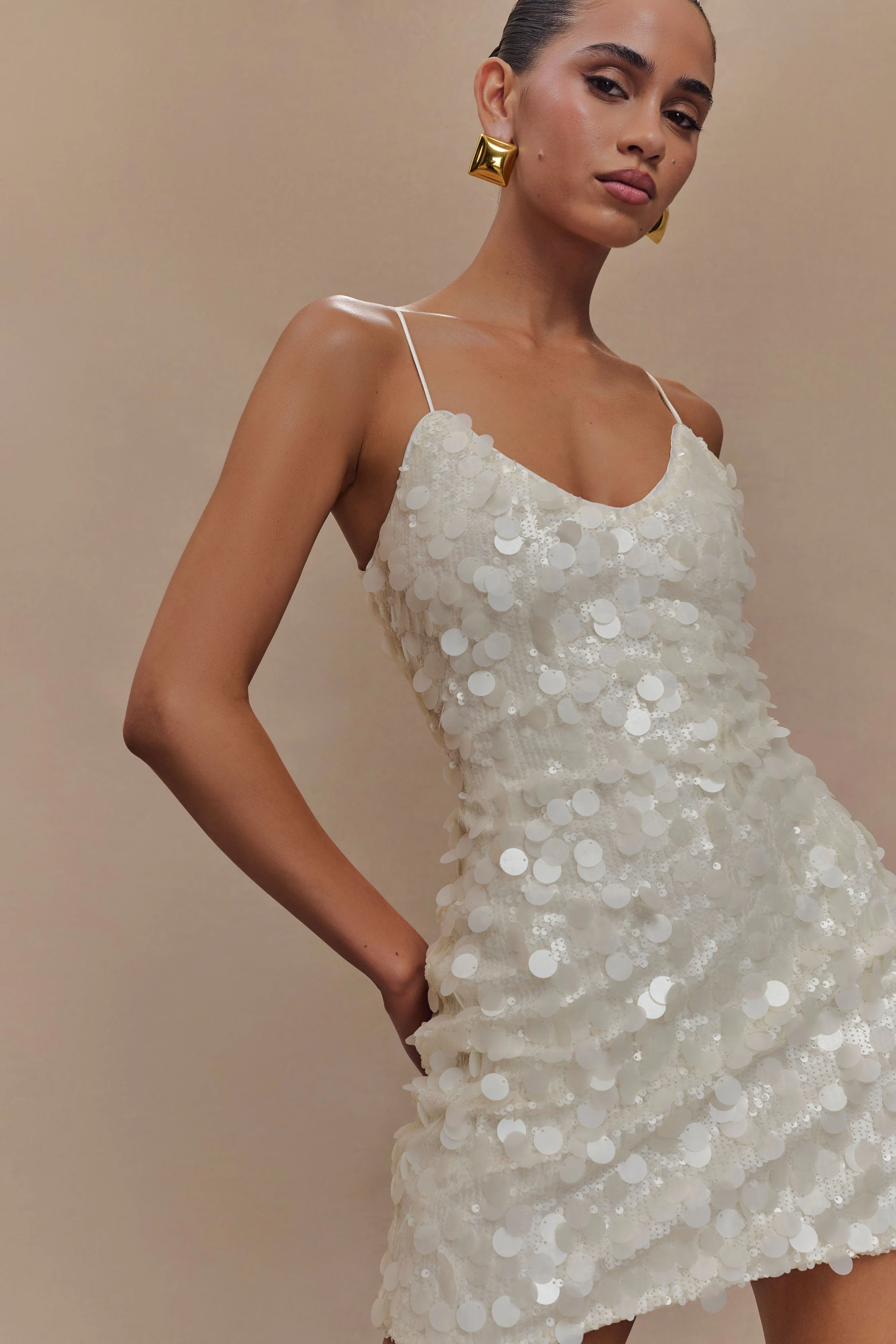 Romilly Sequin Mini Dress - Ivory - Image 3