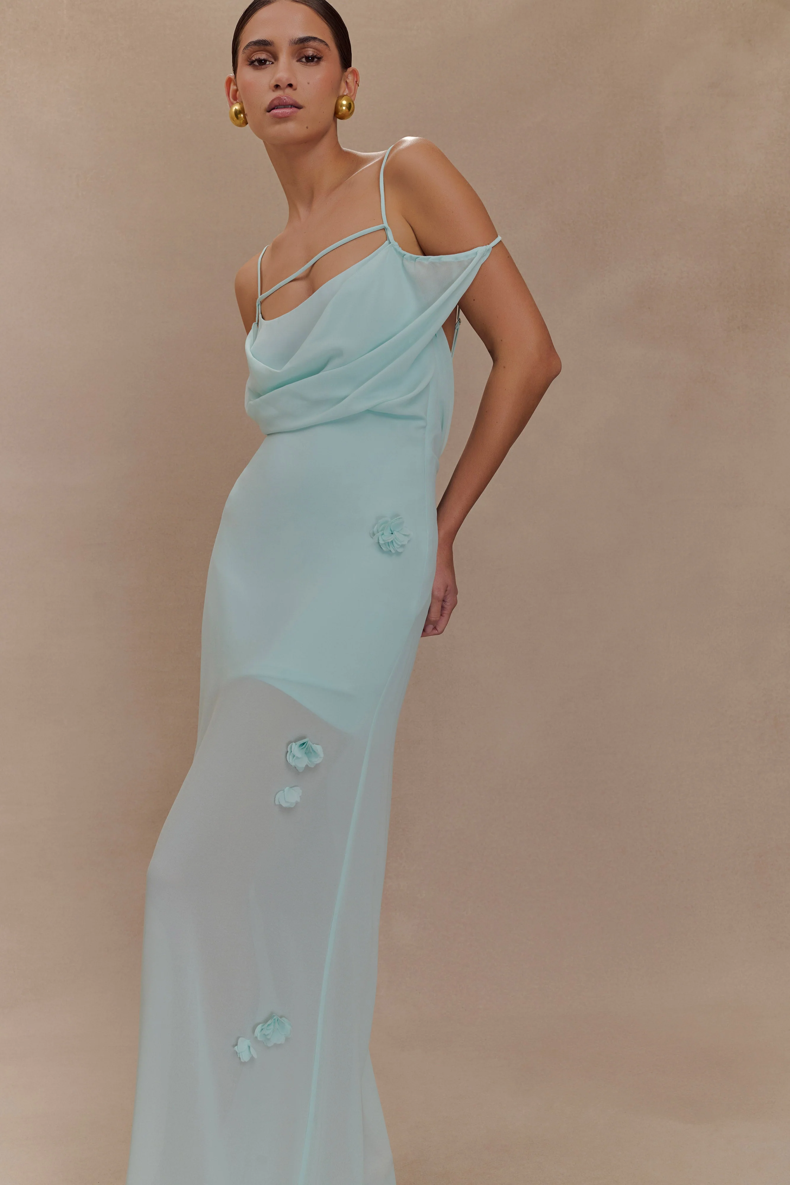 Rosalie Floral Chiffon Maxi Dress - Lagoon - Image 4