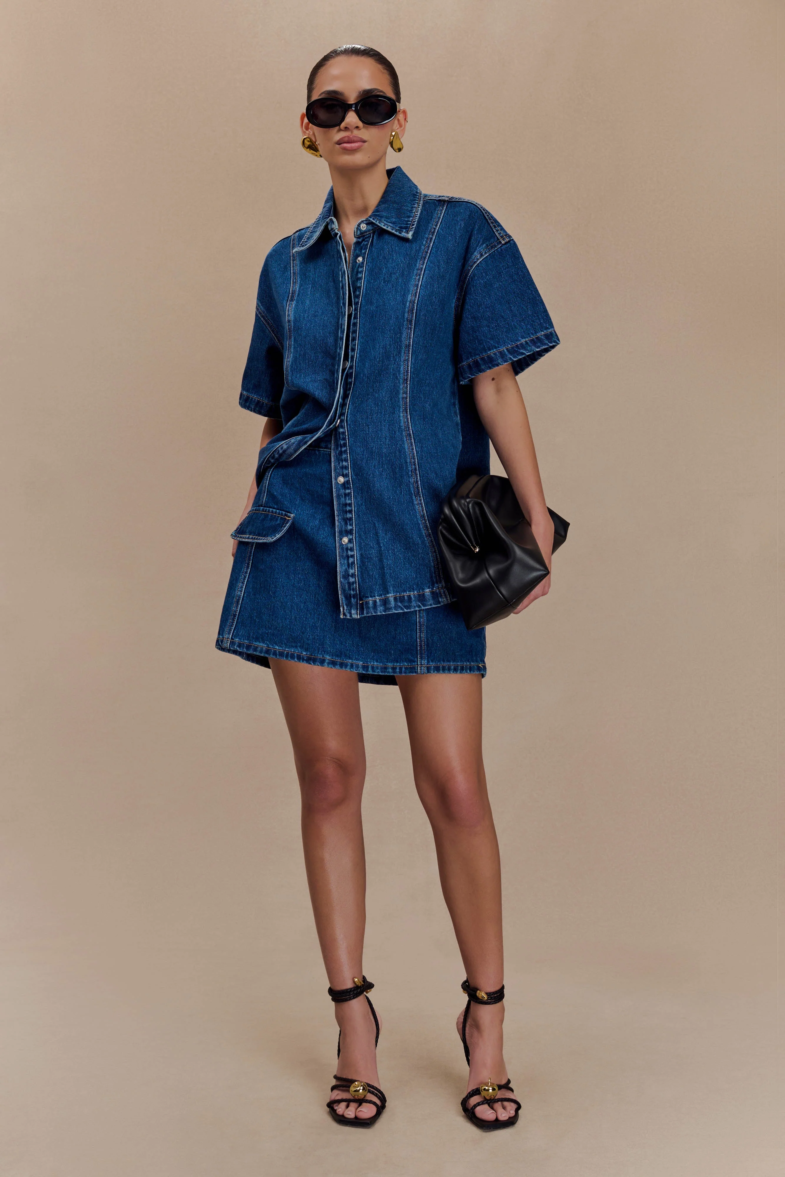 Rosalyn Mini Denim Skort - Dark Blue - Image 5