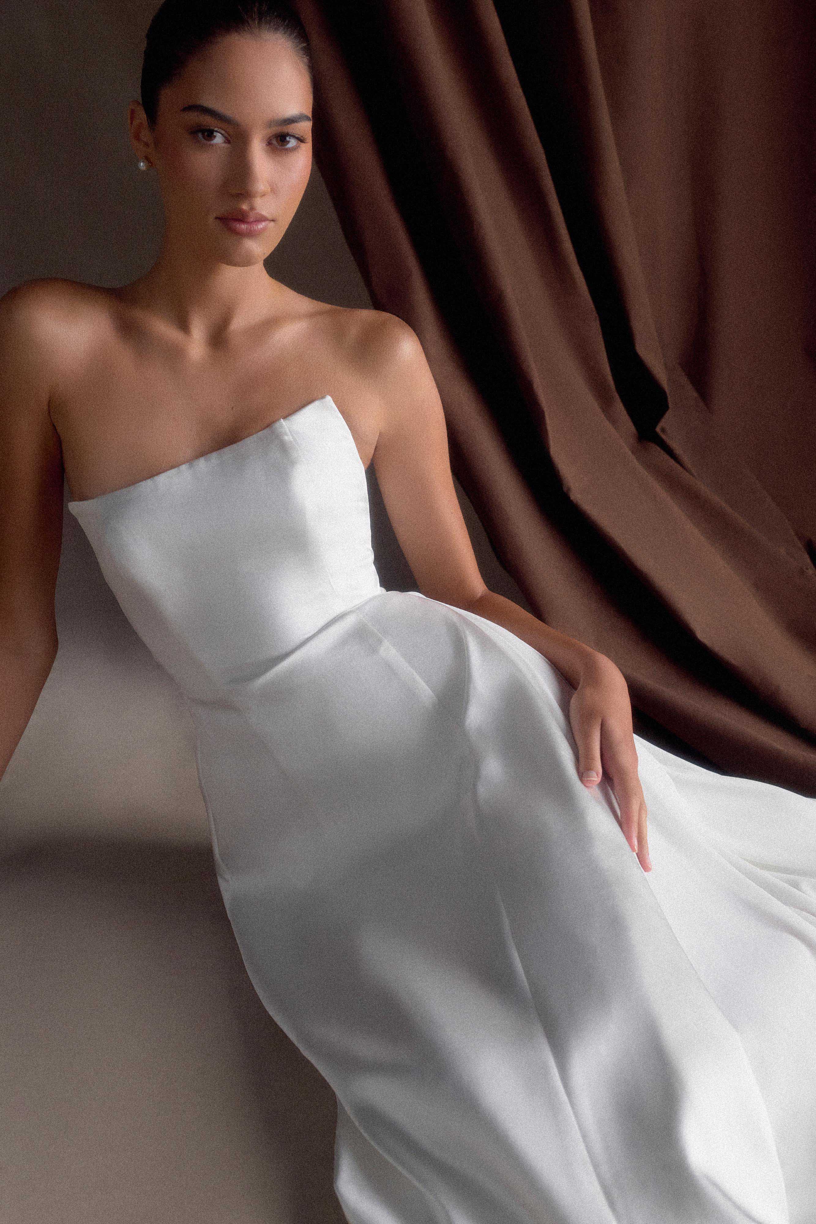Rosella Satin Strapless Maxi Dress - White - Image 3