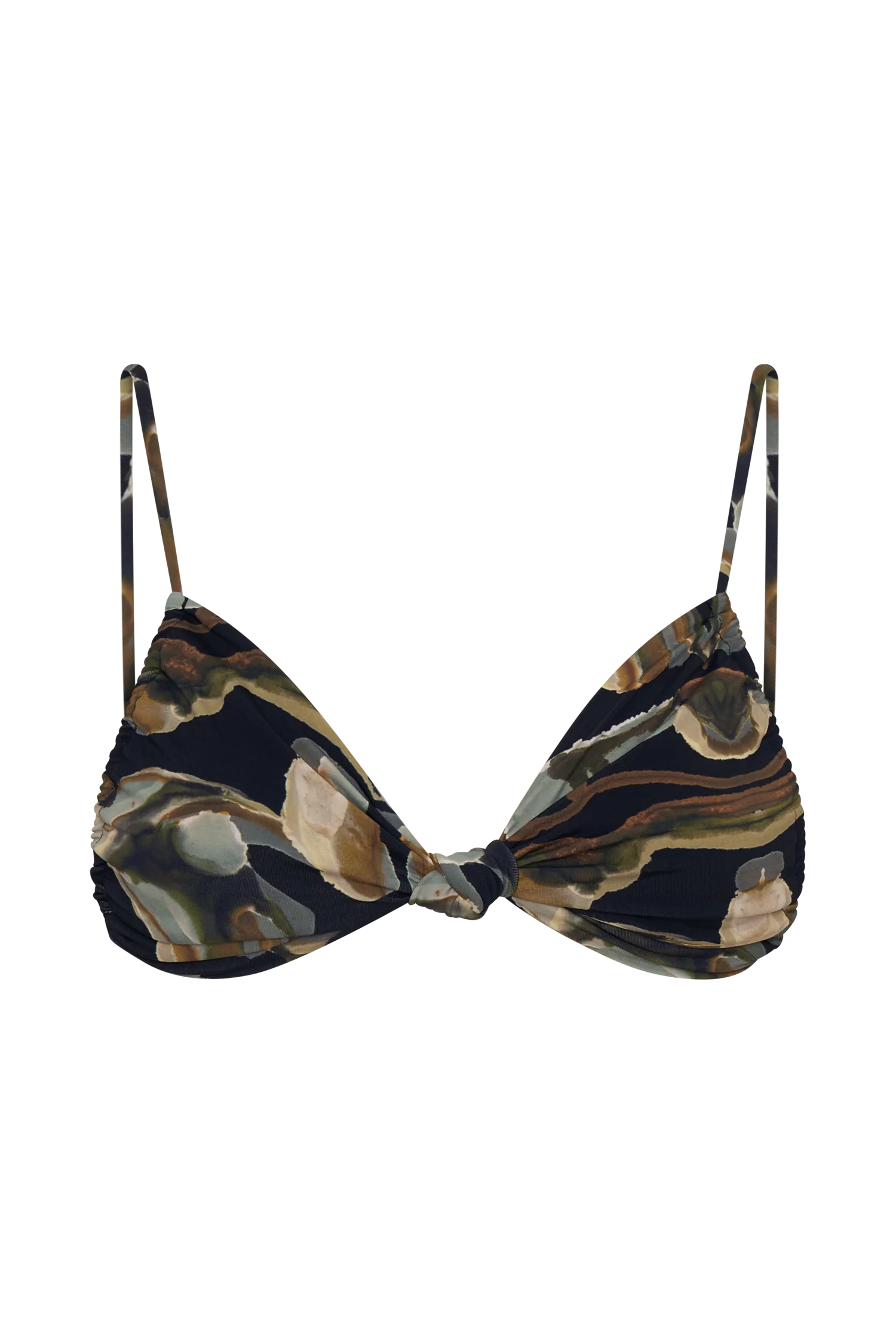 Rosmunda Ruched Bikini Top - Green Fluid Reverie Print - Image 8