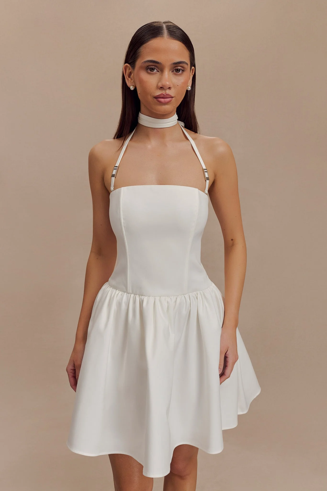 Ruby Halter Mini Dress - White - Image 4