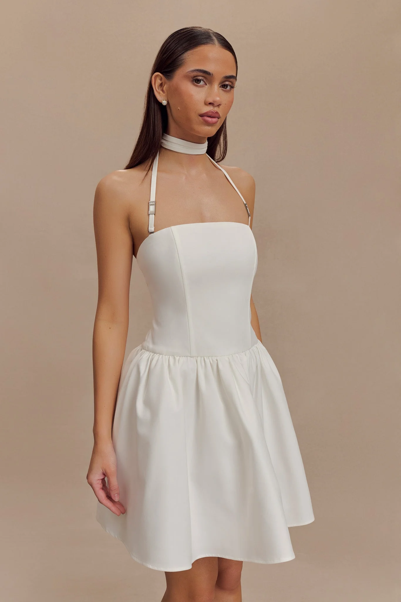 Ruby Halter Mini Dress - White - Image 8